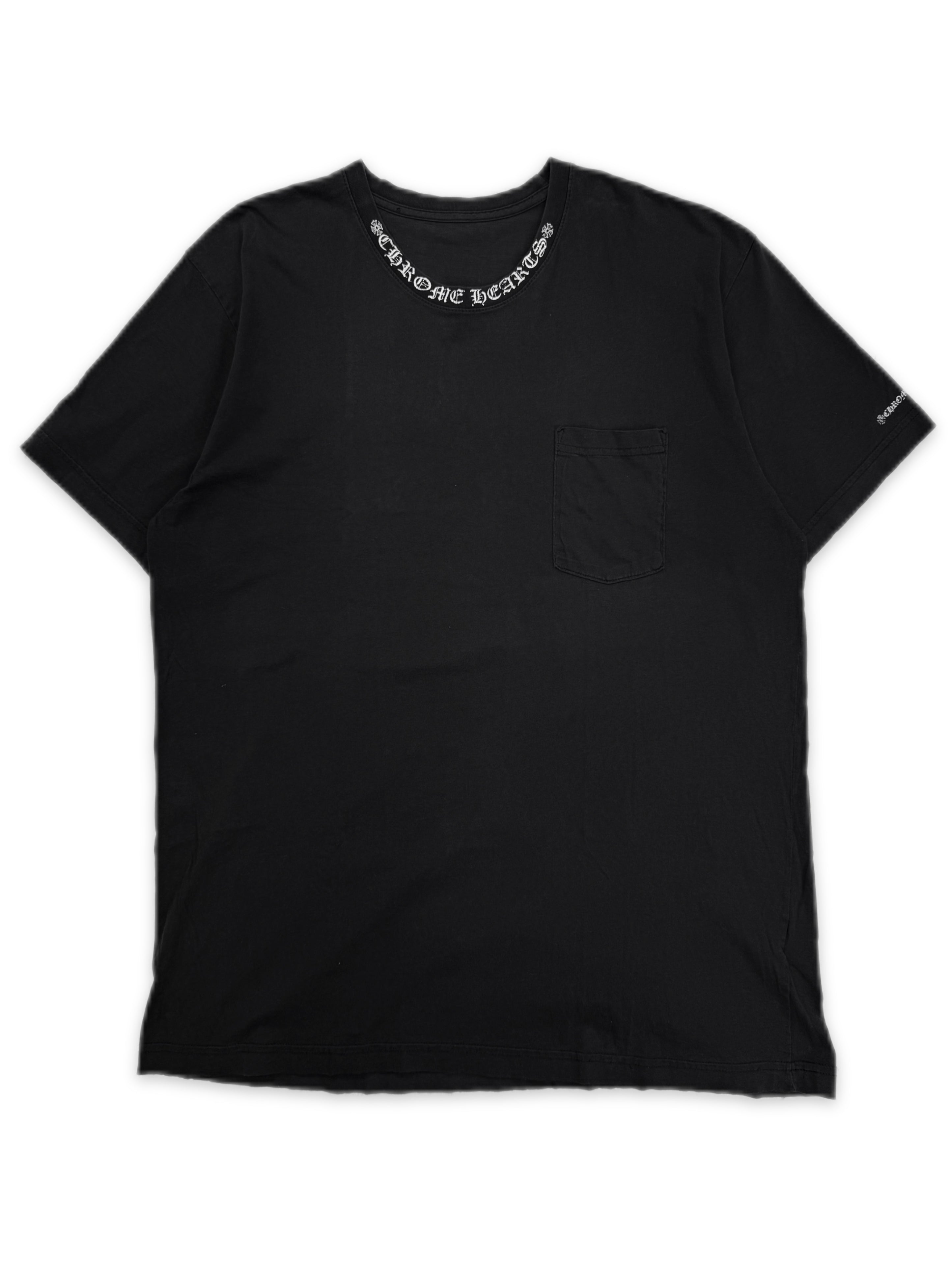 Chrome Hearts Ringer Collar Spell Out Black T-Shirt