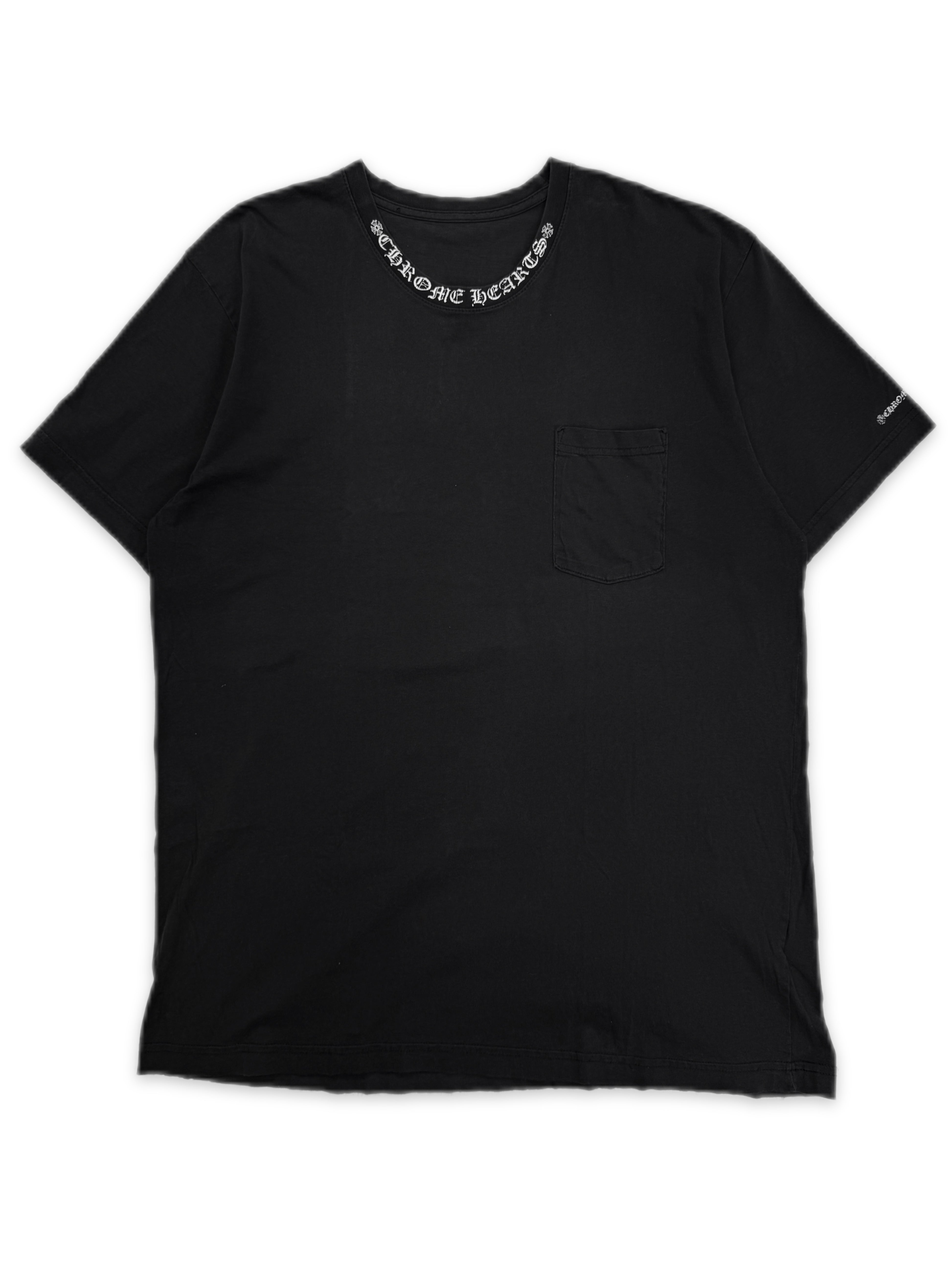Chrome Hearts Ringer Collar Spell Out Black T-Shirt