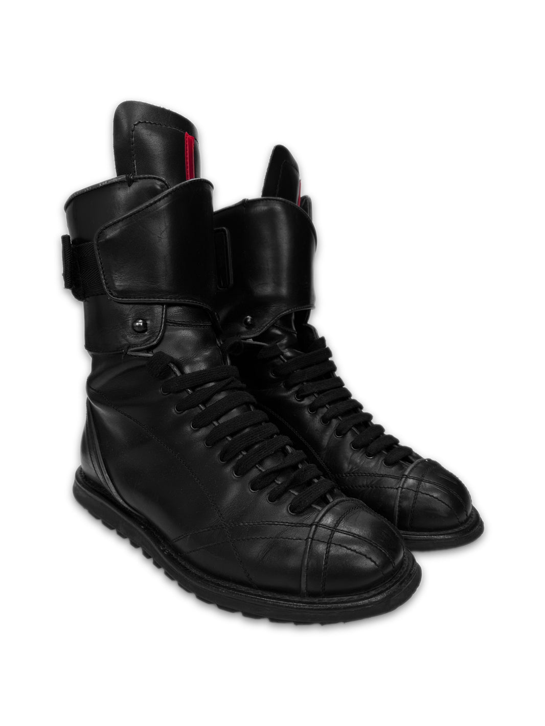 00s Prada Sport Black Leather Hi-top Hiking Boots