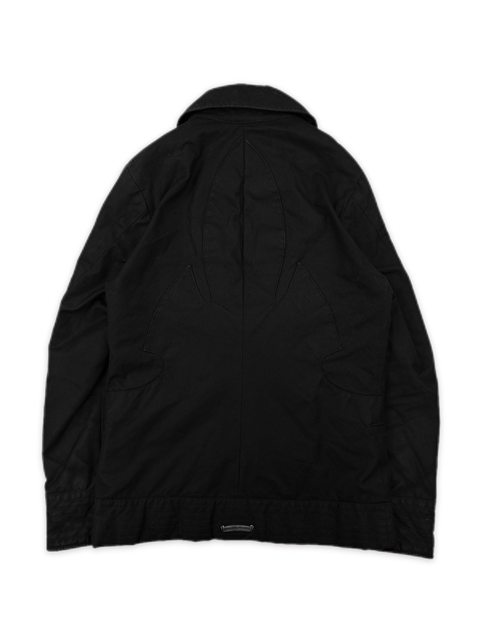 Chrome Hearts Dagger Zip Fleur Back Lined Black Peacoat