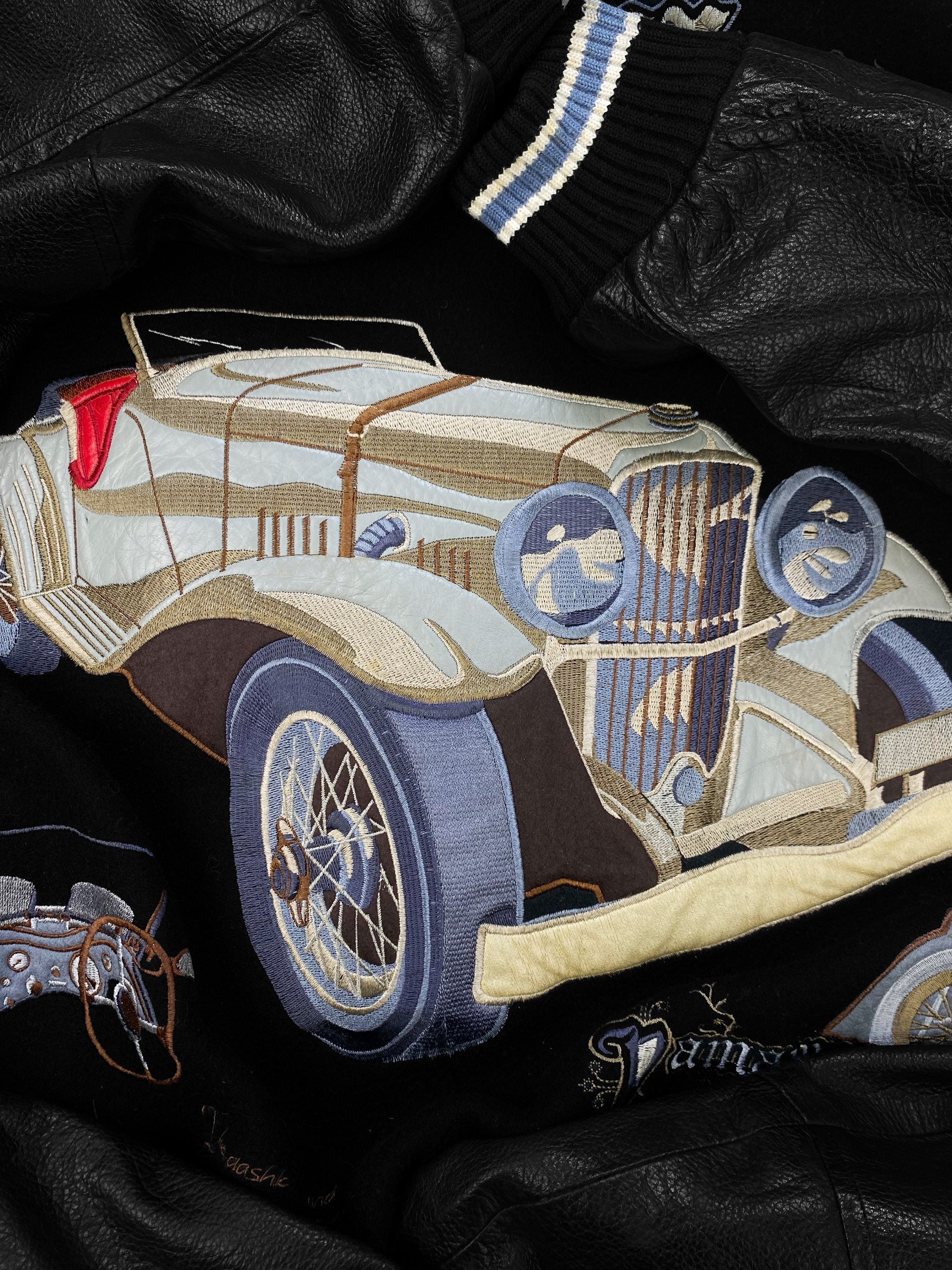 90s Kansai Yamamoto ‘SS100’ Leather Embroidered Varsity Jacket