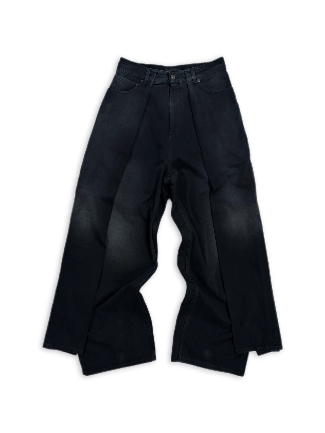 AW23 Balenciaga Double Layered Navy Blue Wide Cut Denim