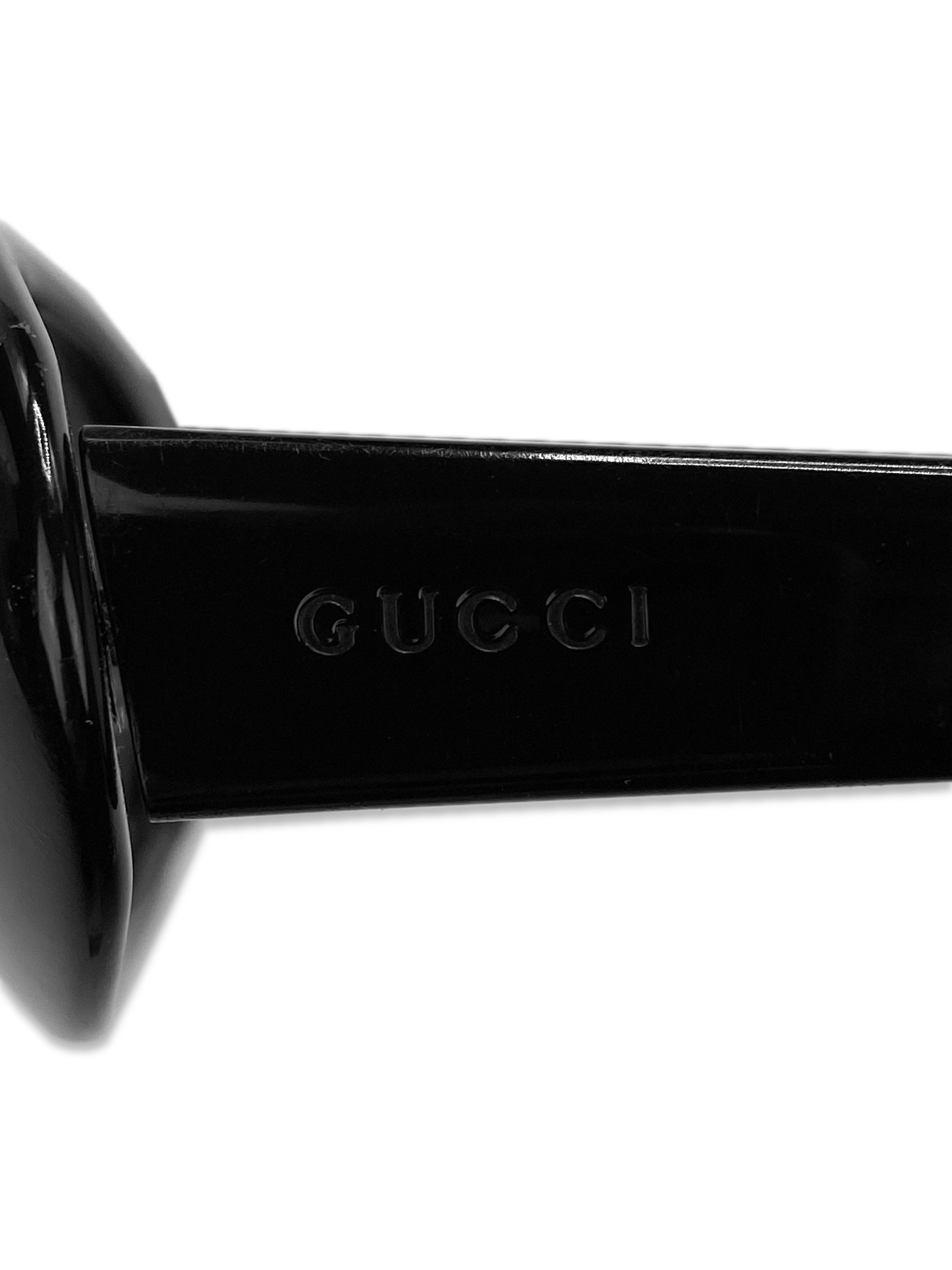 Gucci Black Oval Tint Rounded Frame Sunglasses
