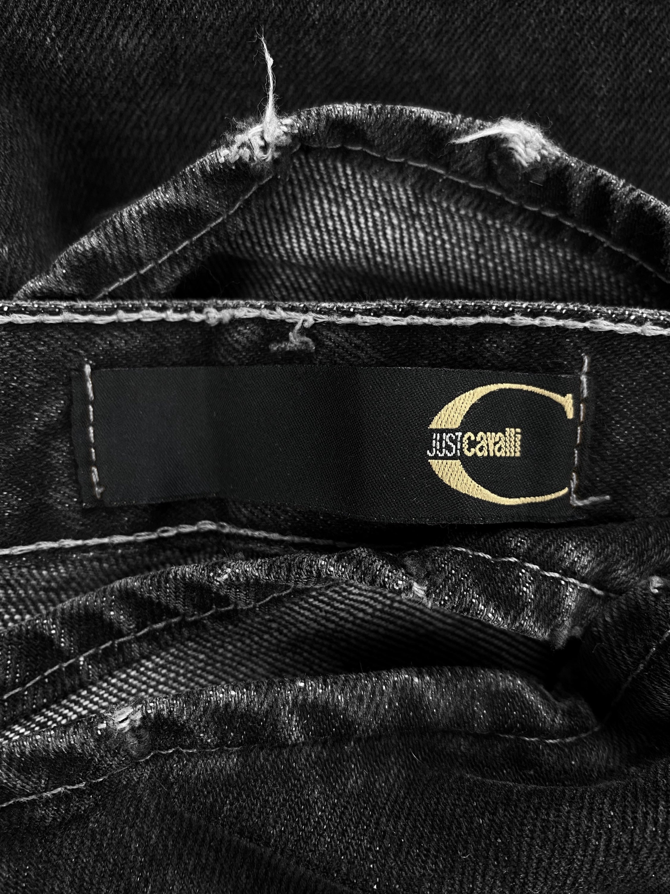 90s Roberto Cavalli Tire Print Washed Ash Grey Denim Jeans