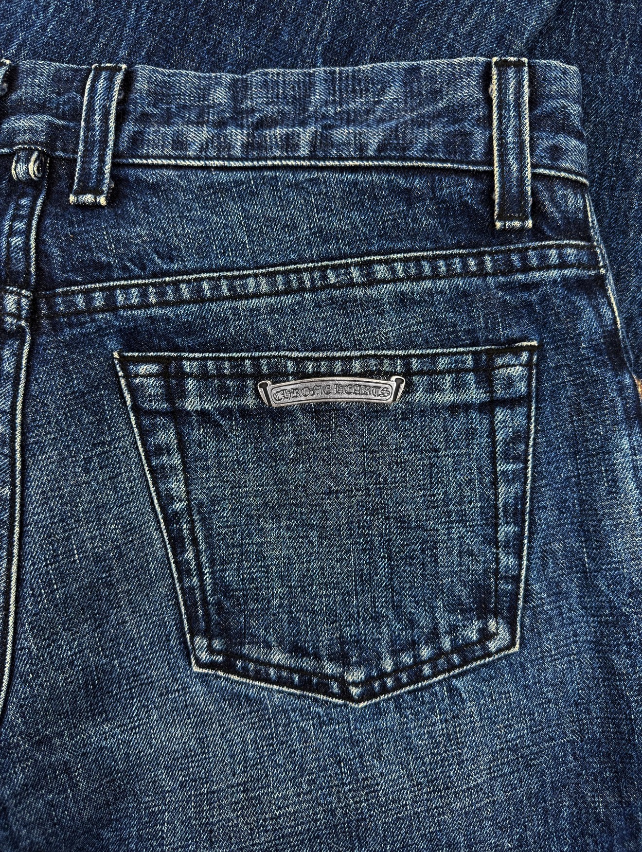 Chrome Hearts Flared Leg Blue Wash .925 Silver Denim Jeans