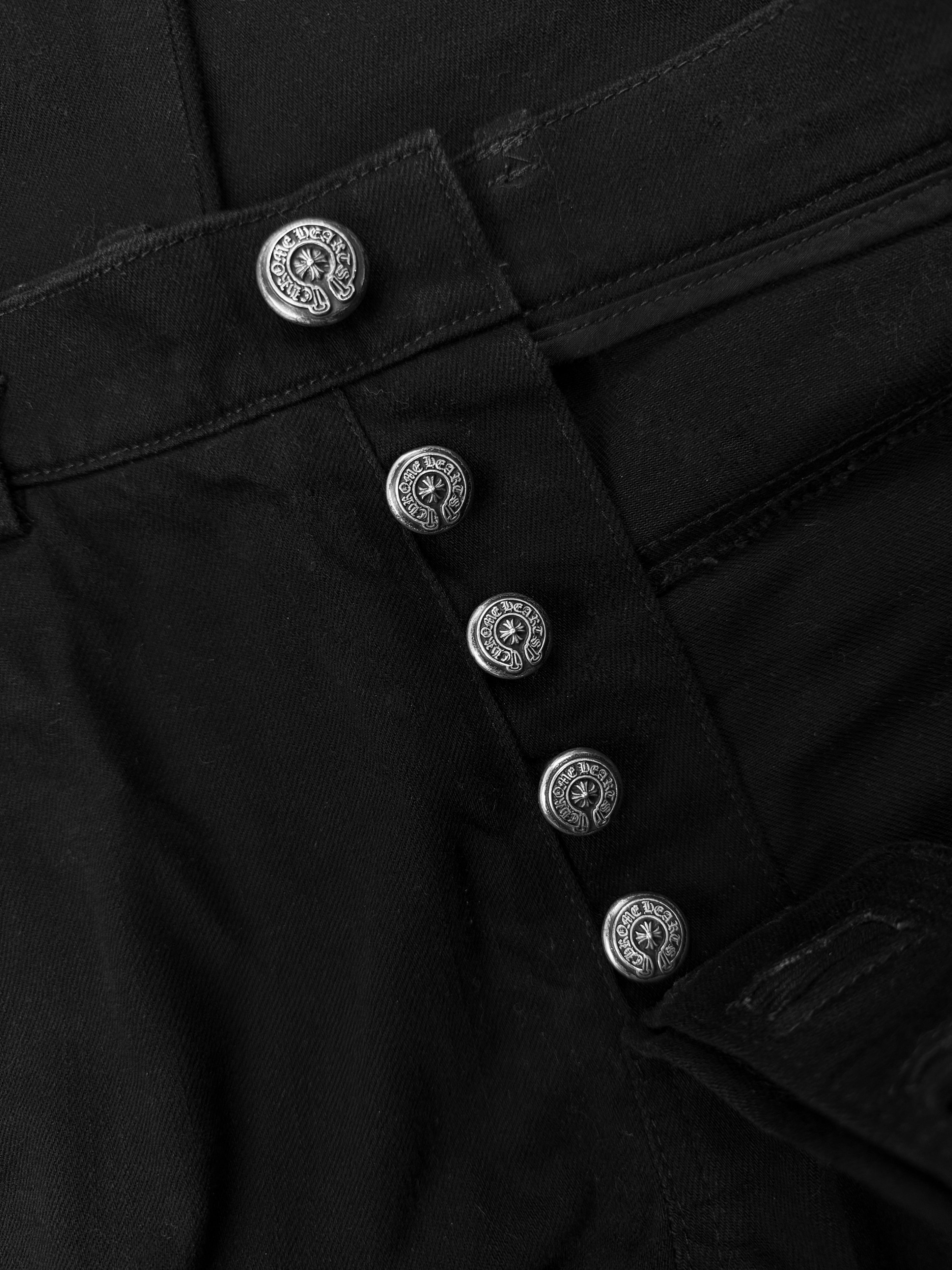 Chrome Hearts Fleur Knee Black .925 Silver Boot Cut Denim