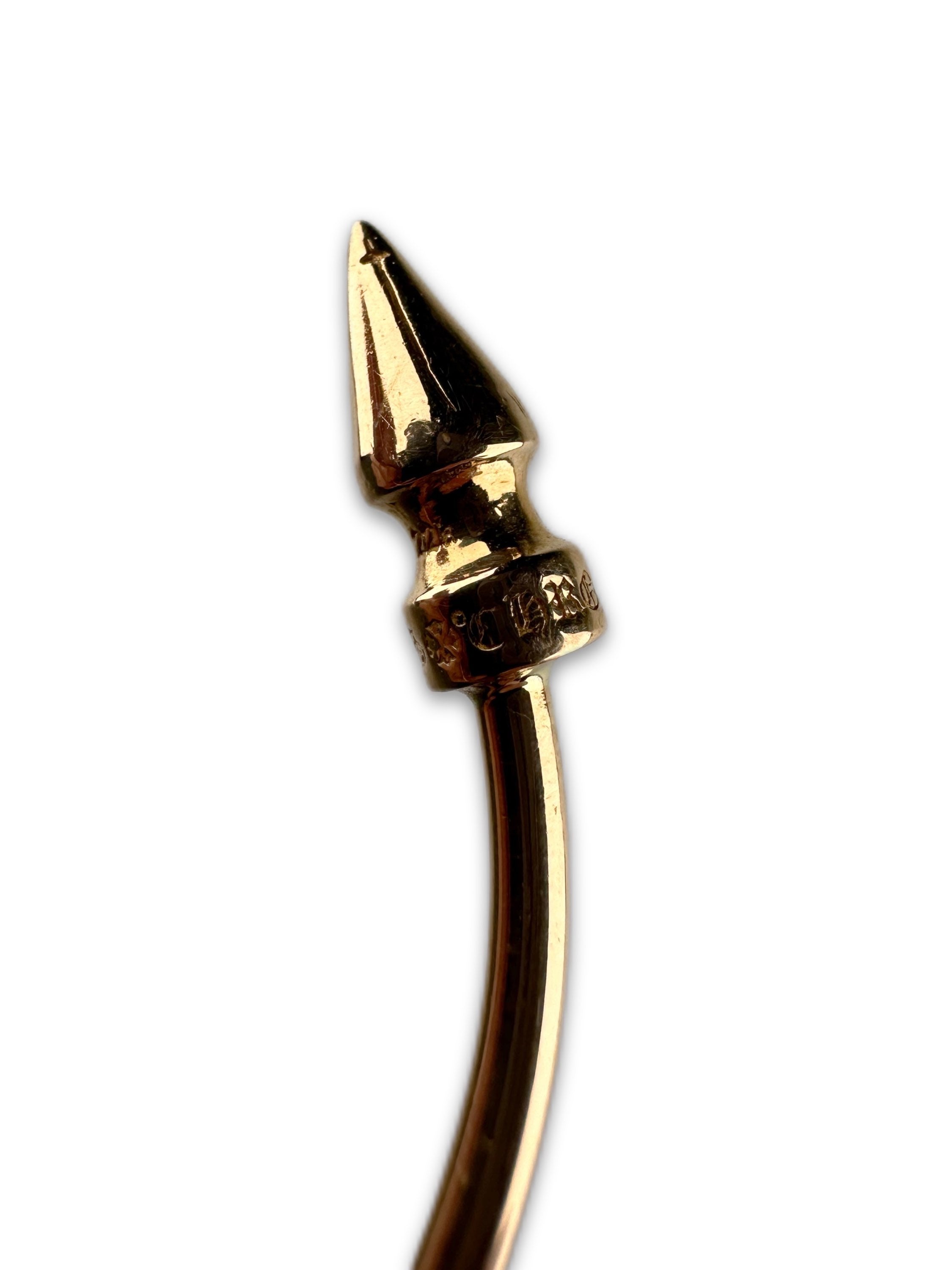 Chrome Hearts 22K Gold ‘Thorn’ Spike Bangle Cuff Bracelet