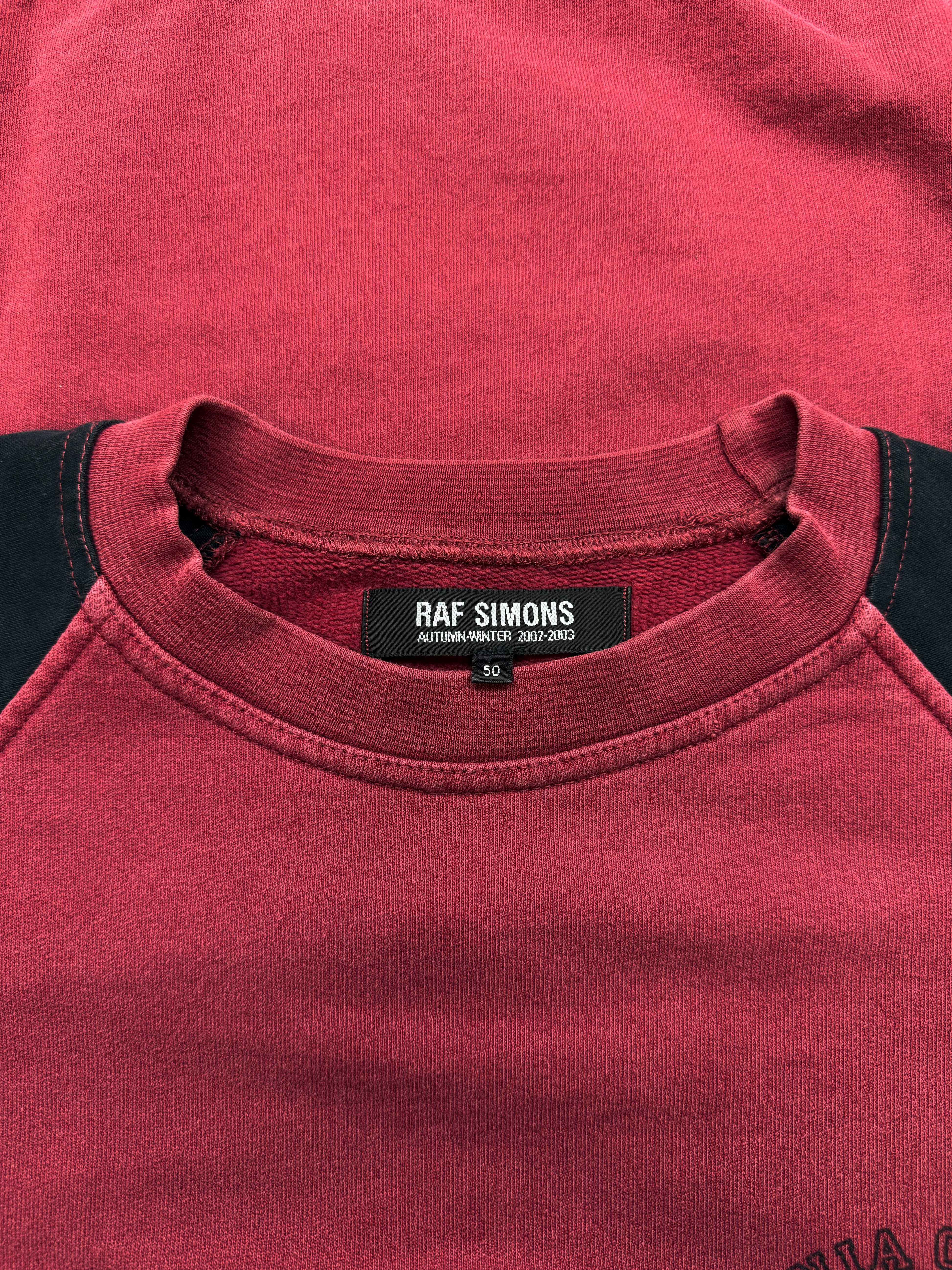 AW02 Raf Simons ‘Virginia Creeper’ Red Raglan T-Shirt