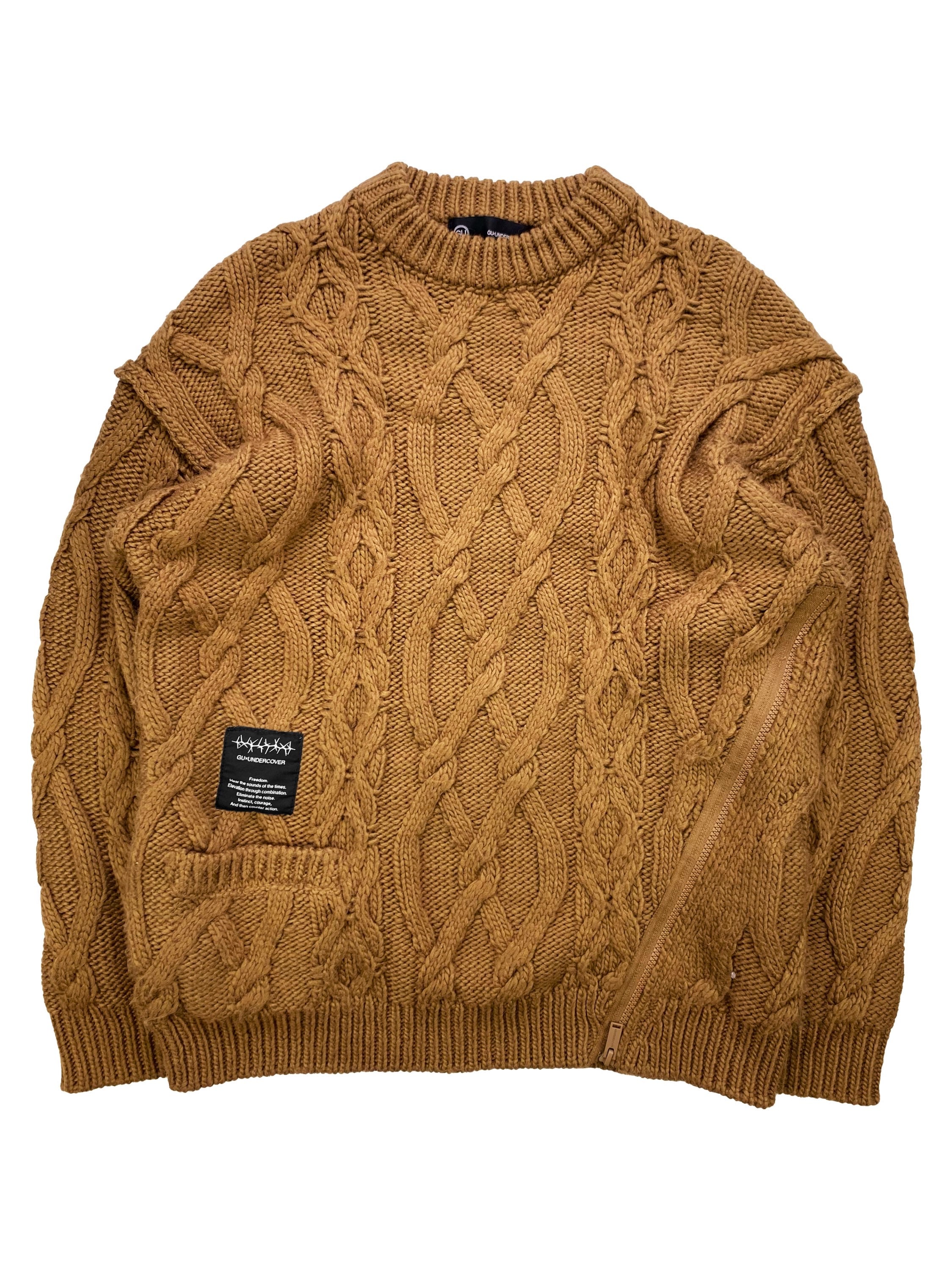 Undercover Tan Heavy Weight Asymmetric Cable Knit Sweater