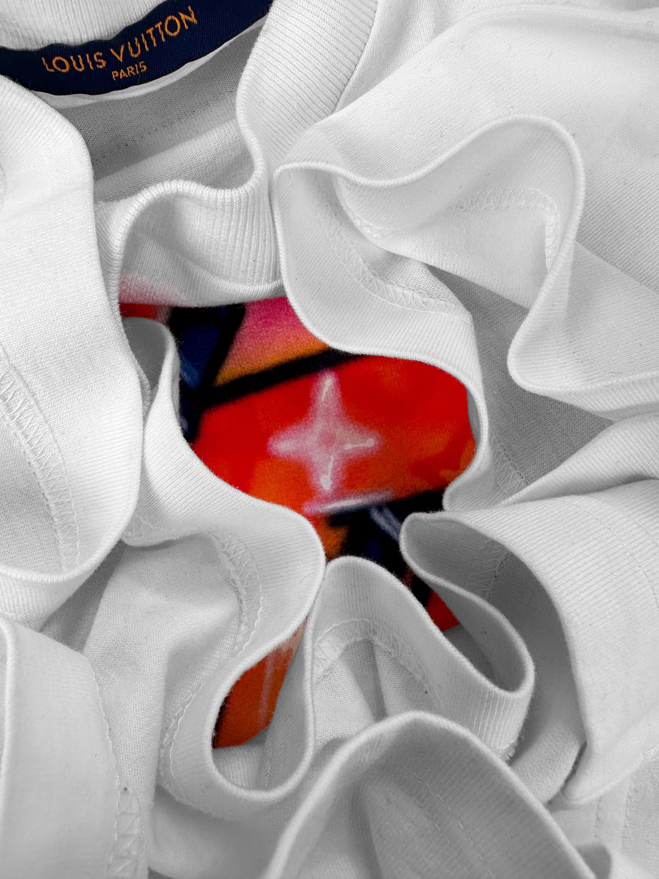 SS22 Louis Vuitton ‘Graffiti’ 3D Spray Paint White Graphic T-Shirt