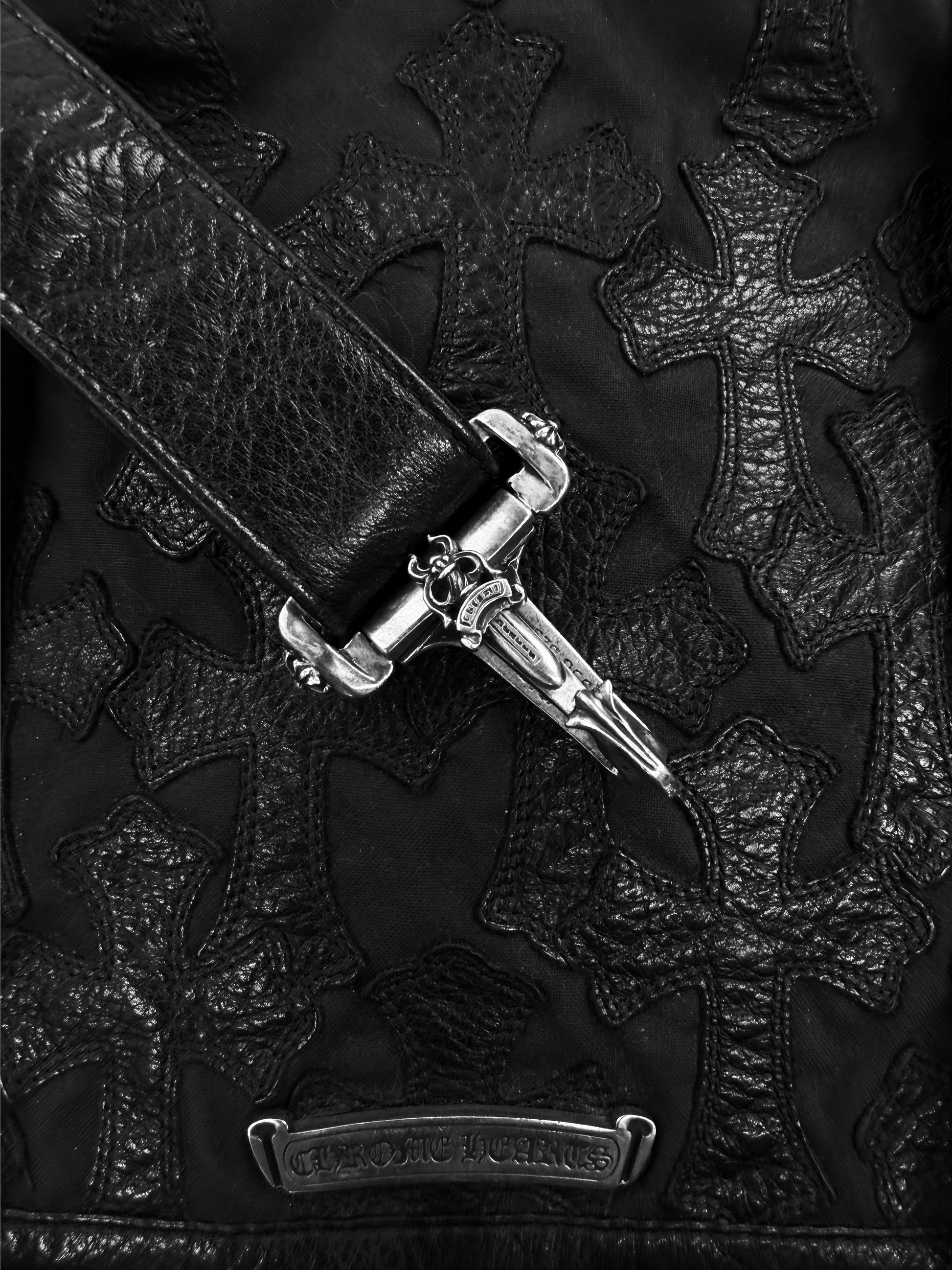 Chrome Hearts Cemetery Leather Cross Patch XL Messenger Crossbody Bag