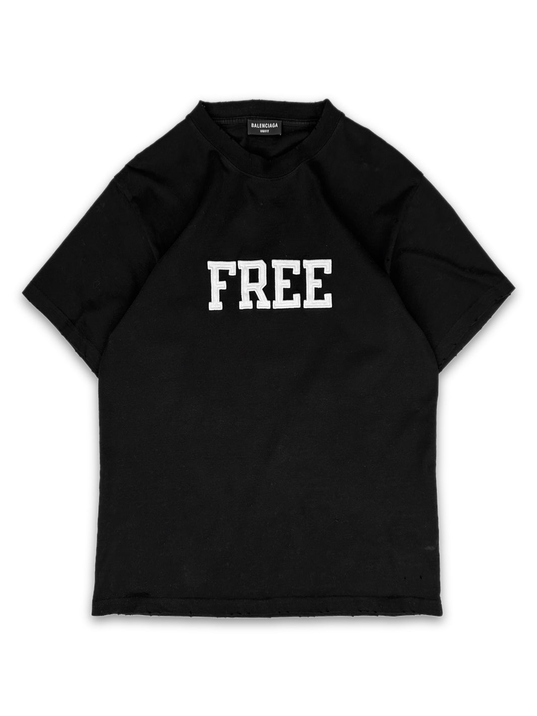 Balenciaga ‘Free’ Collegiate Logo Black Fitted T-Shirt
