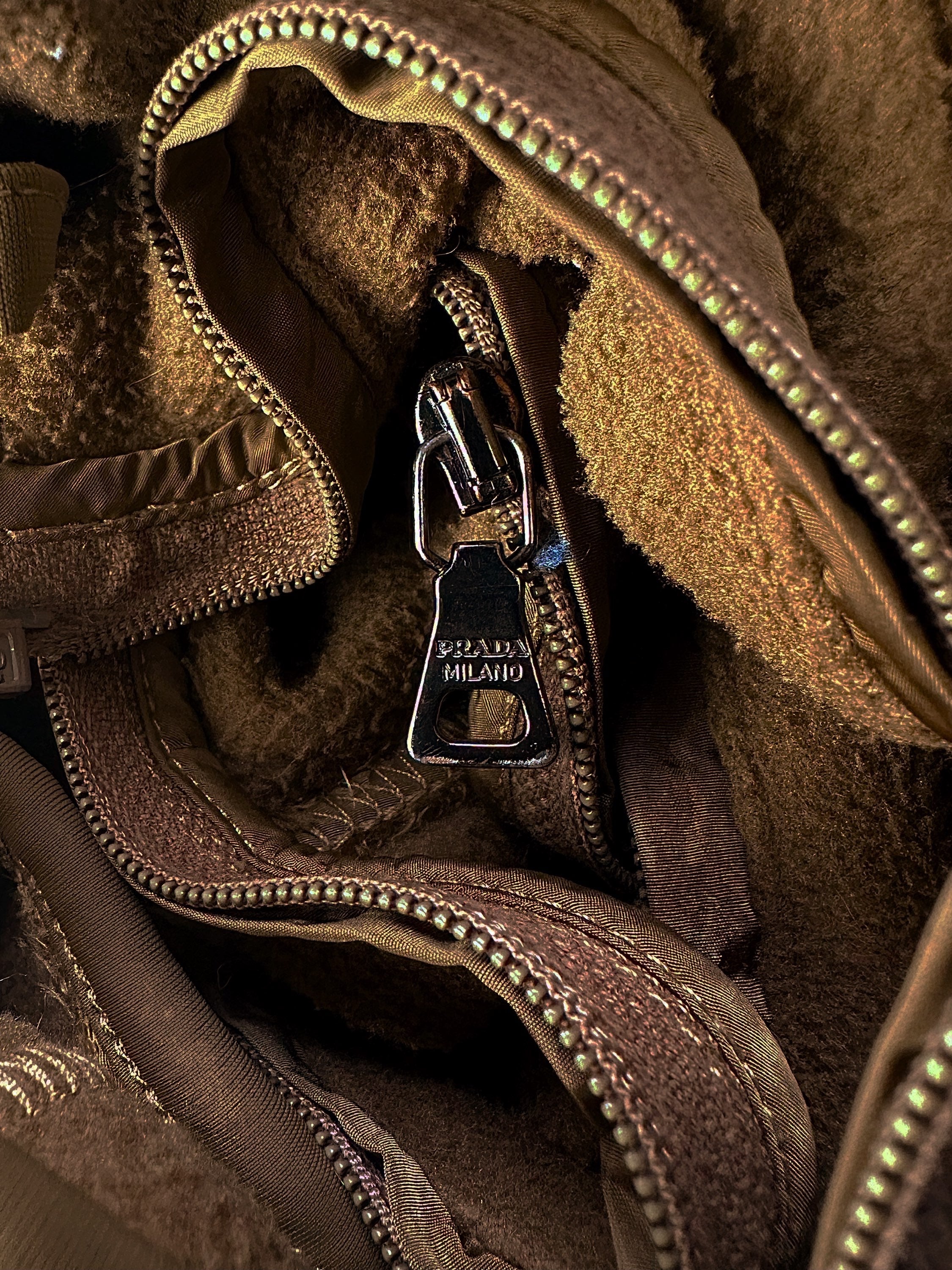 AW99 Prada Sport ‘Ninja’ Tan Full-Zip Hooded Mask Fleece Jacket