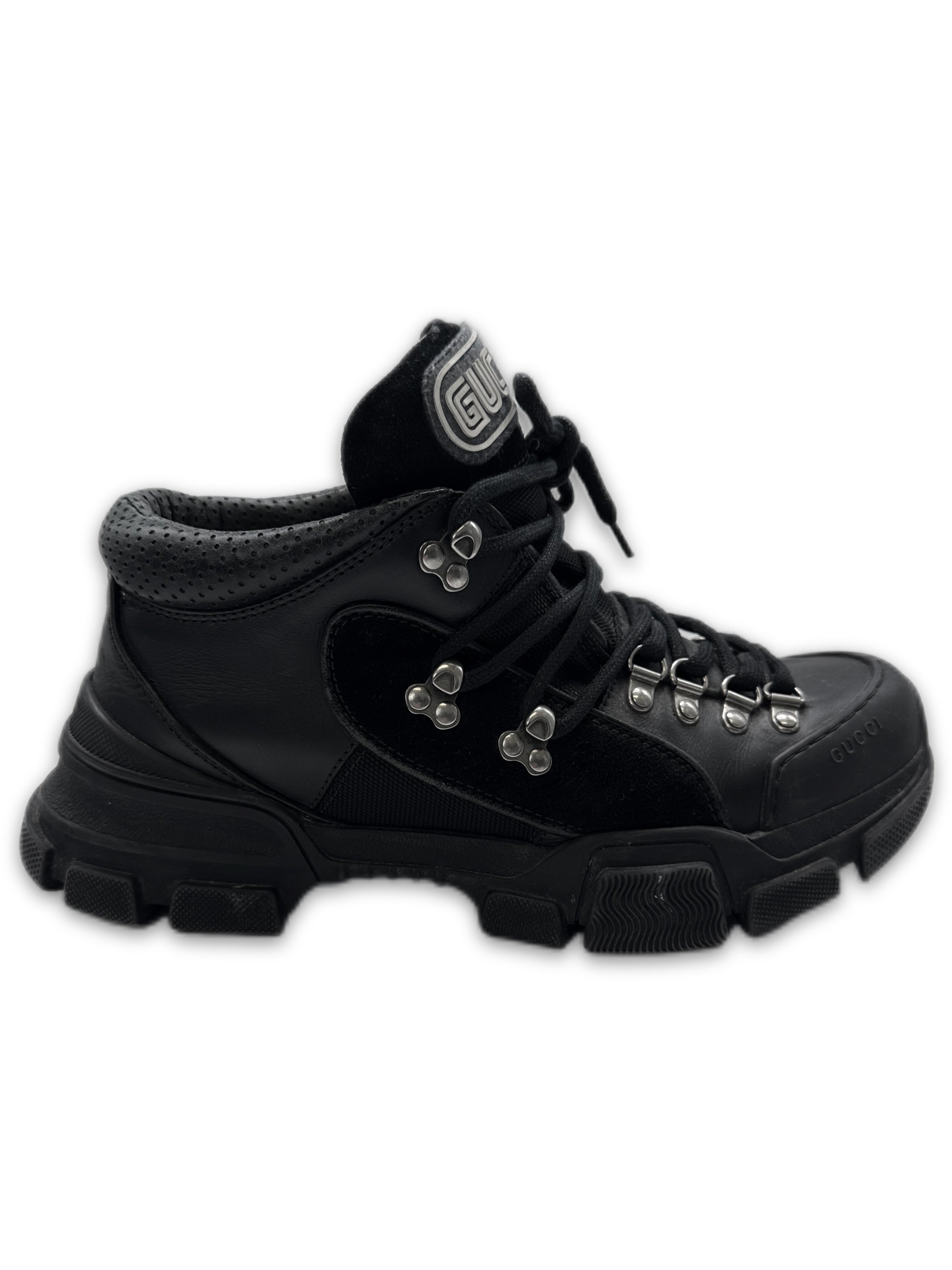 Gucci ‘Flashtrek’ Black Leather Low-top Logo Hiking Shoes