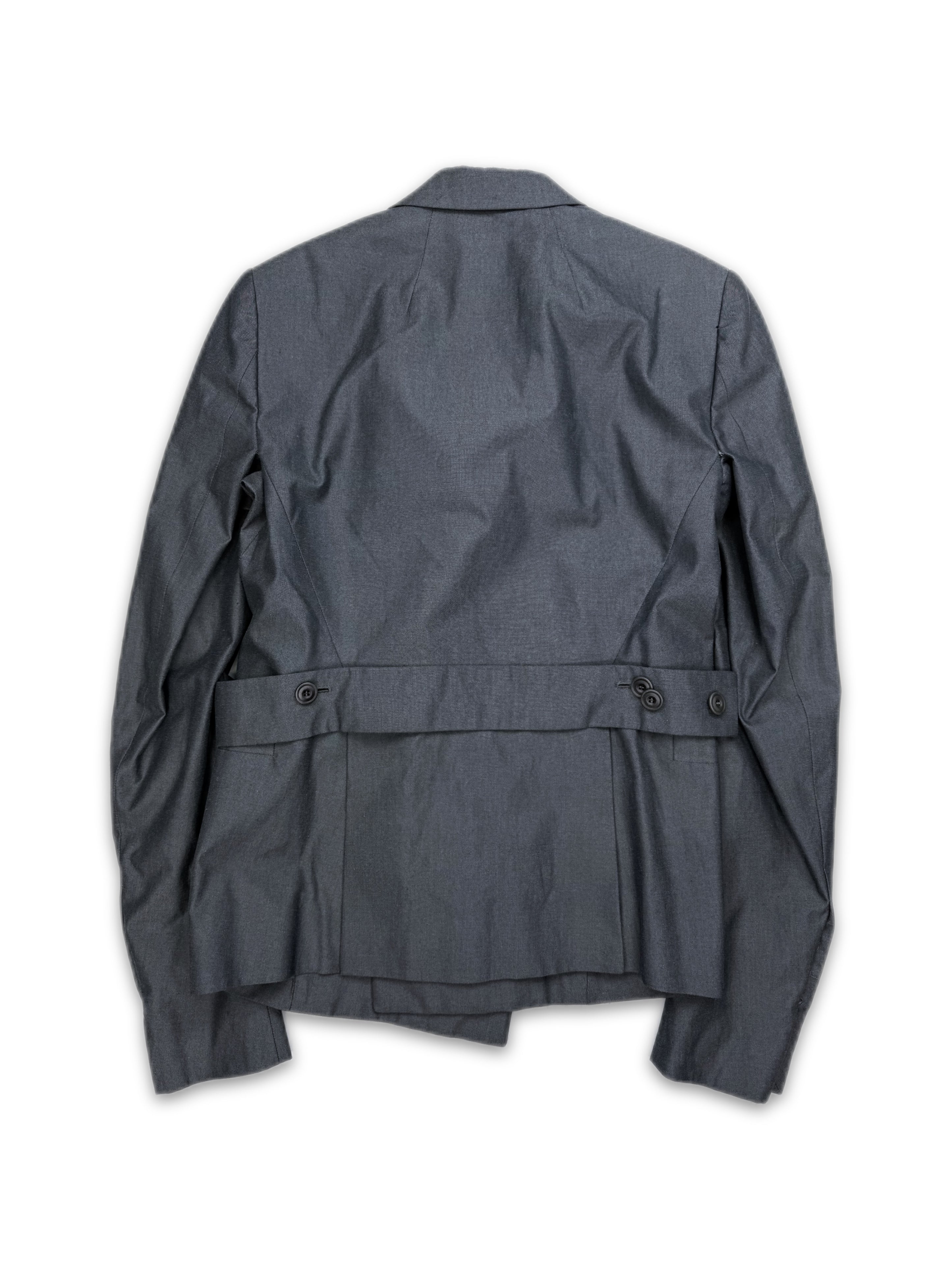 Rick Owens Slate Blue Belted Double Breasted Blazer Jacket