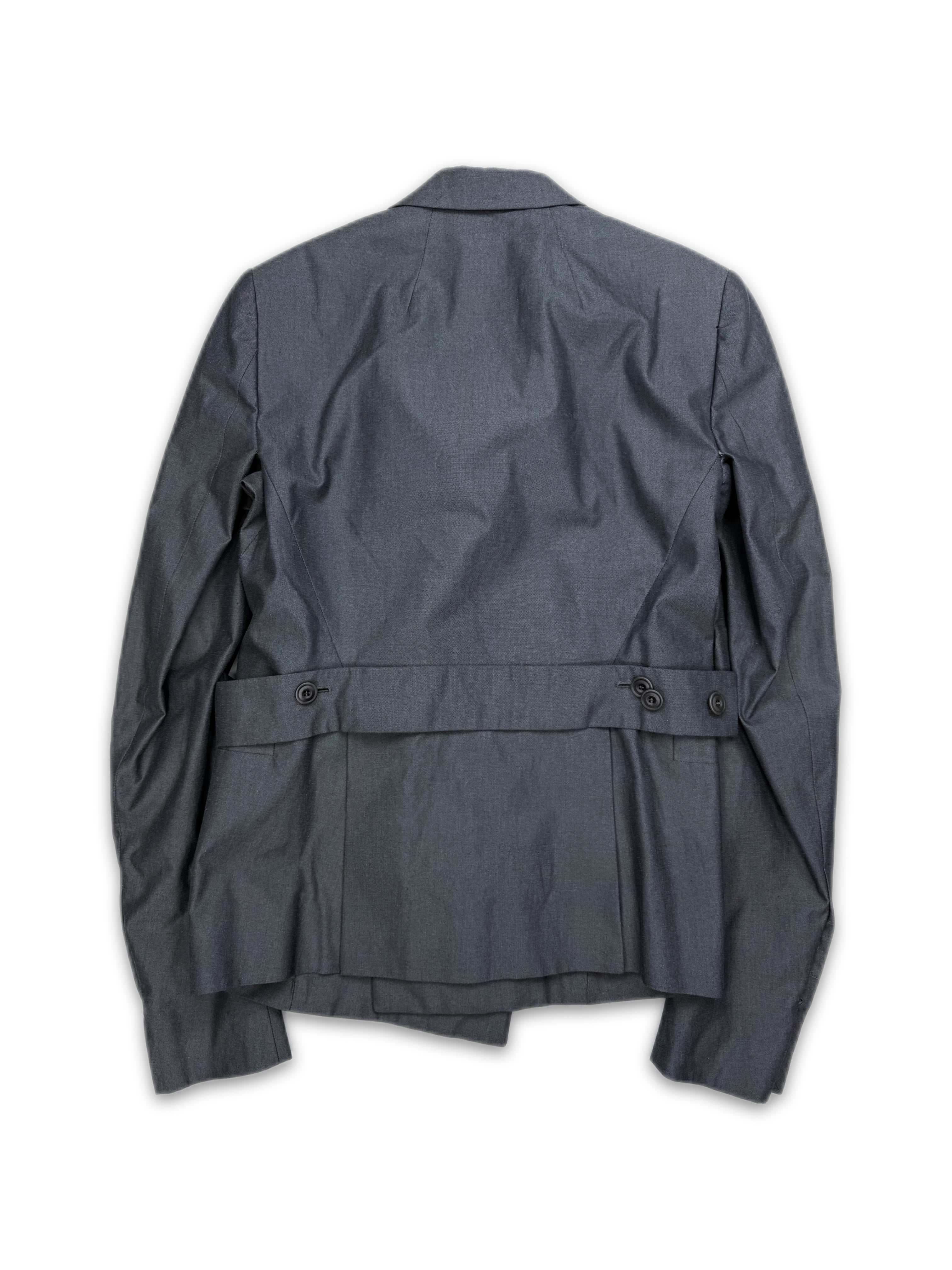 Rick Owens Slate Blue Belted Double Breasted Blazer Jacket
