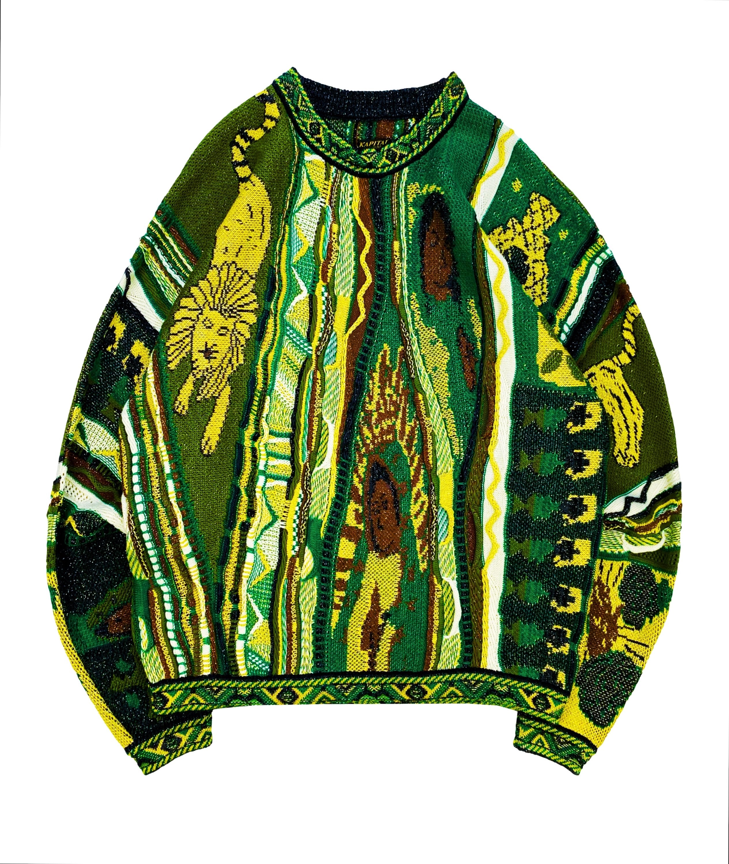 FW22 Kapital ‘Virgin Maria’ Rasta Ainu Gaudy 7G Knitted Sweater