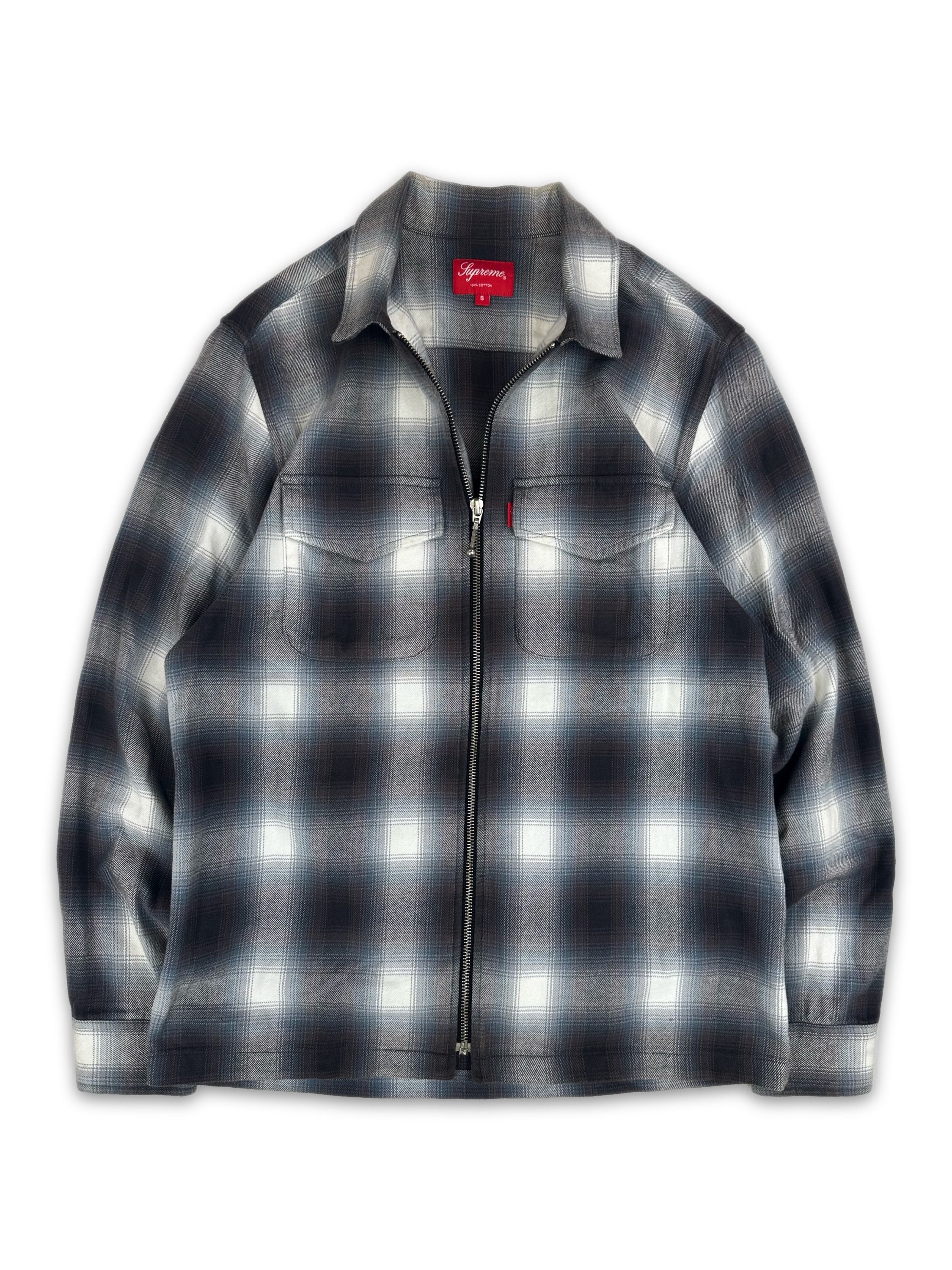 SS16 Supreme Shadow Plaid Full-zip Blue Jacket