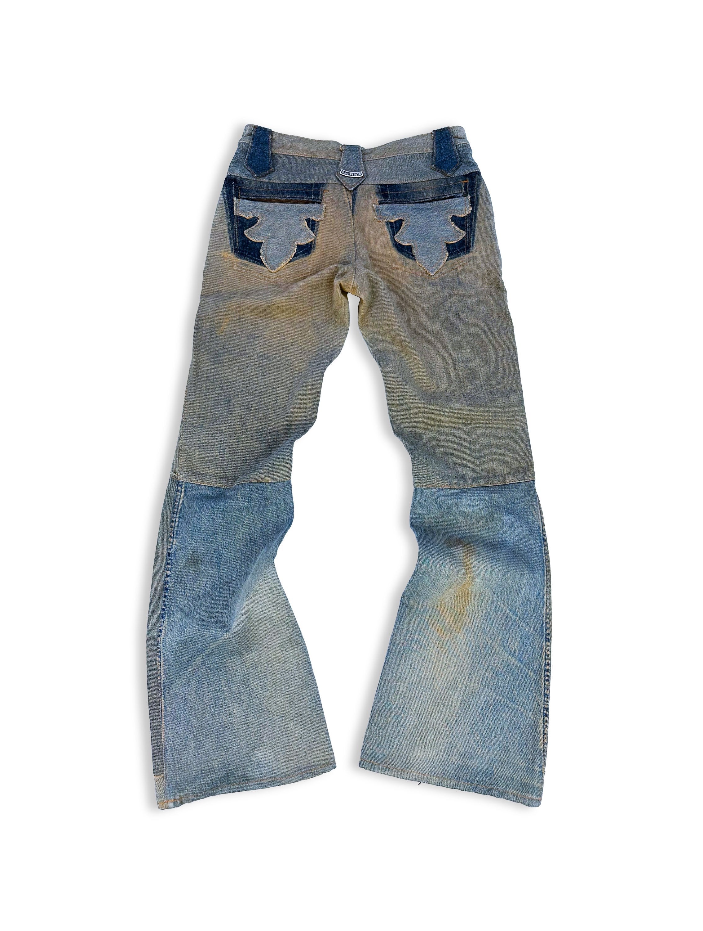 00s A&G Rock ‘n Roll Couture ‘Floury Cross’ Laced Patchwork Denim