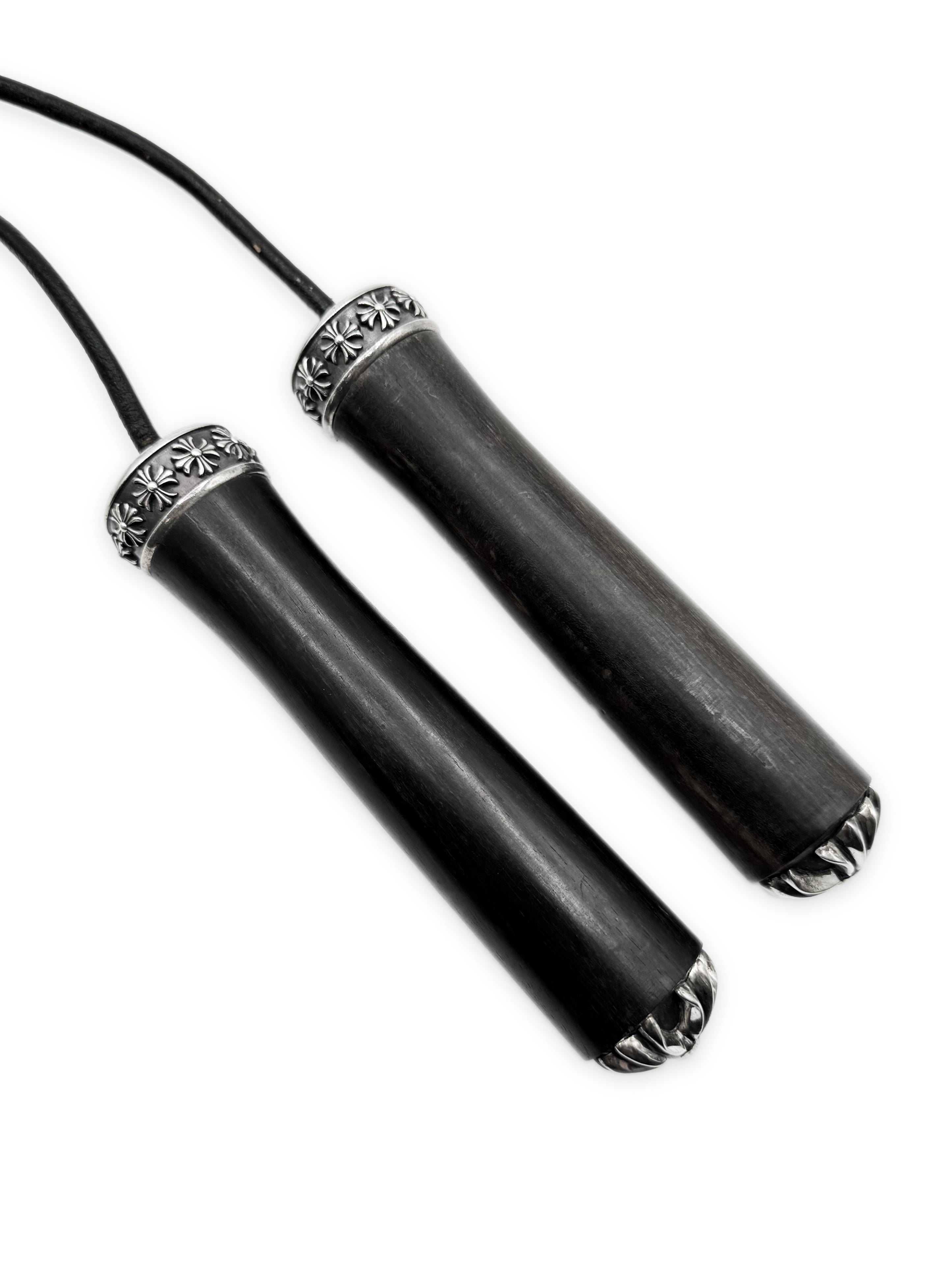 Chrome Hearts Ebony Wood .925 Silver Plus Leather Jumping / Skipping Rope