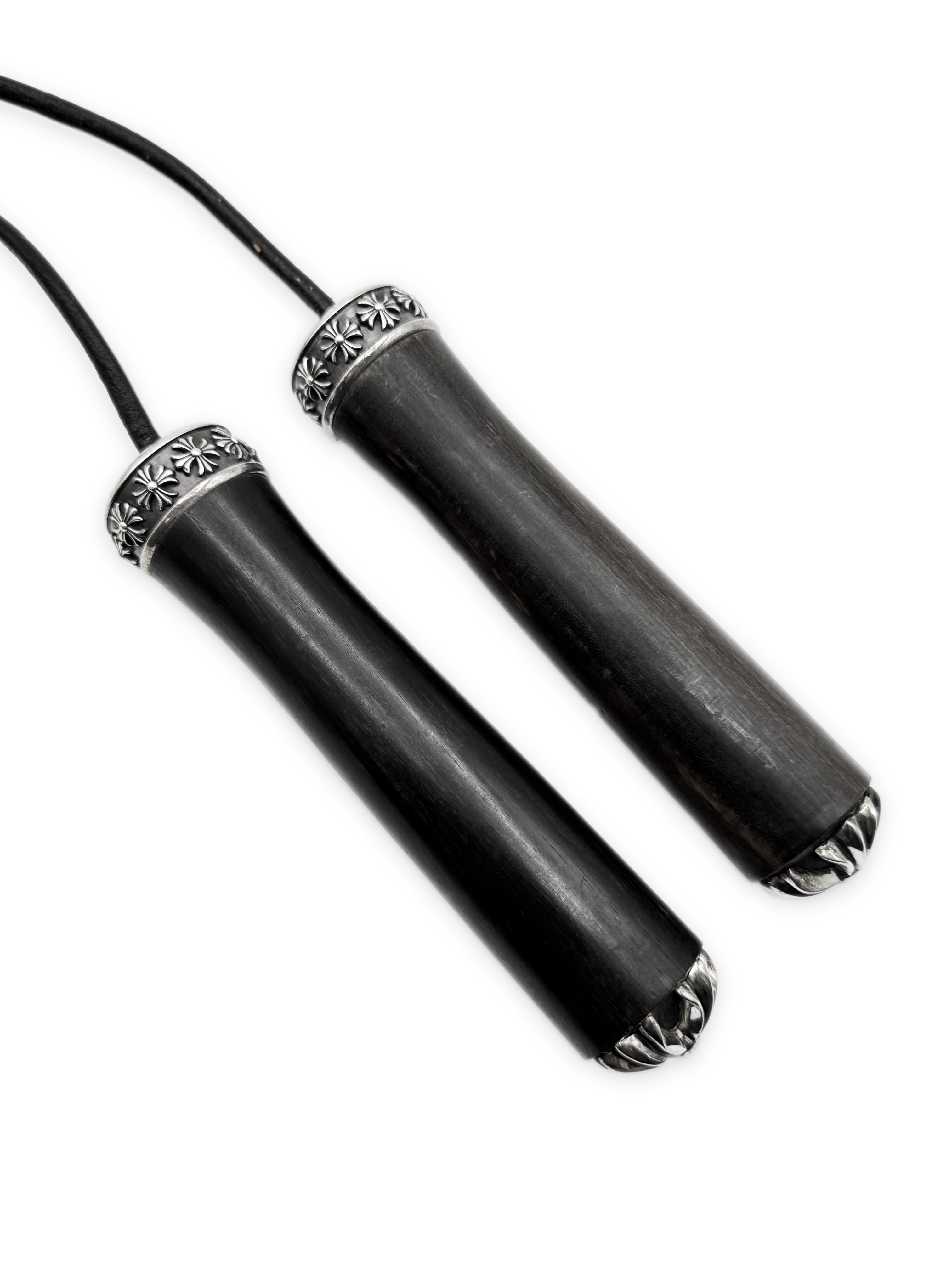 Chrome Hearts Ebony Wood .925 Silver Plus Leather Jumping / Skipping Rope