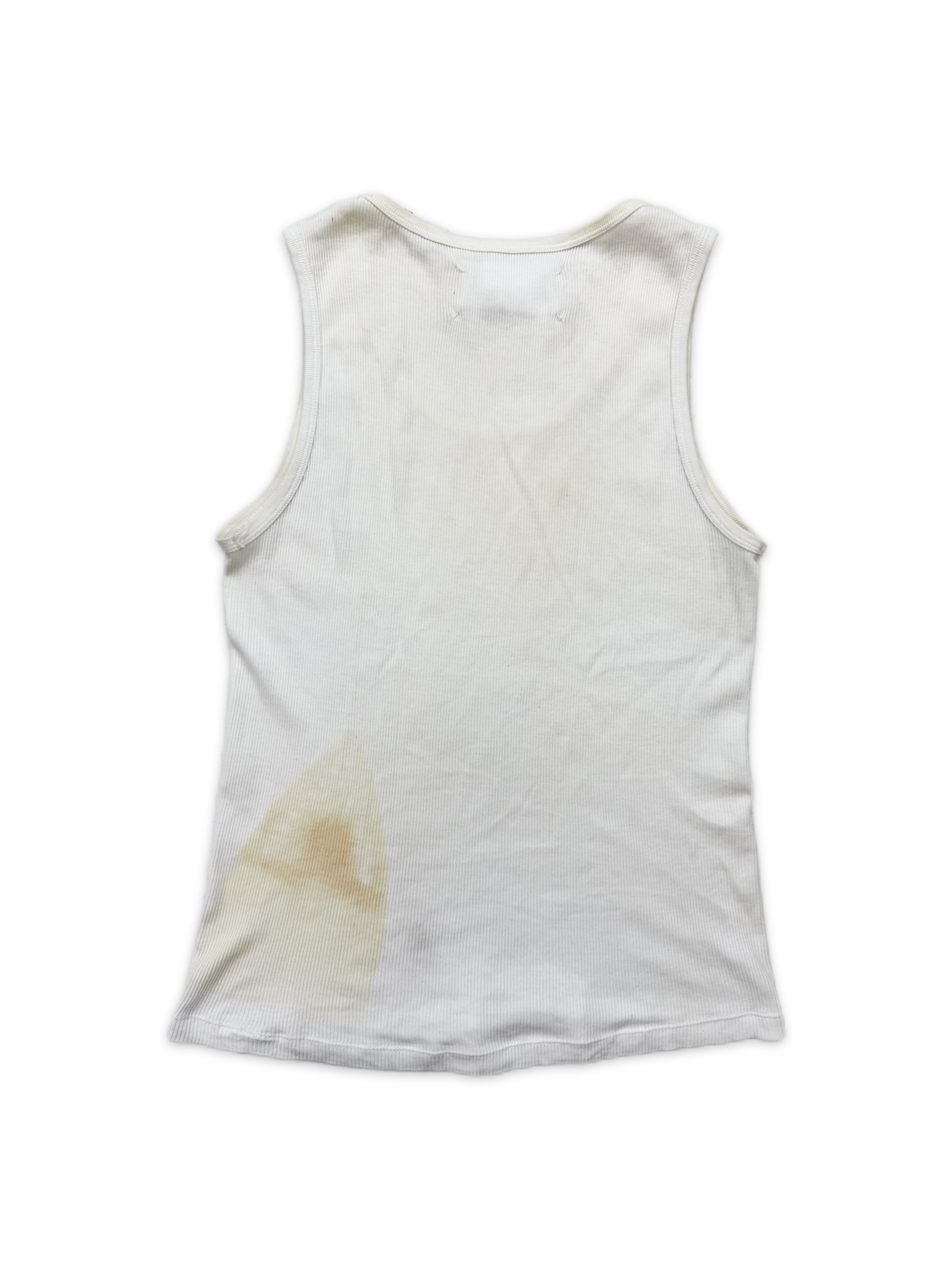 SS07 Maison Margiela ‘Iron Burn’ White Ribbed Wife Beater Tank Top