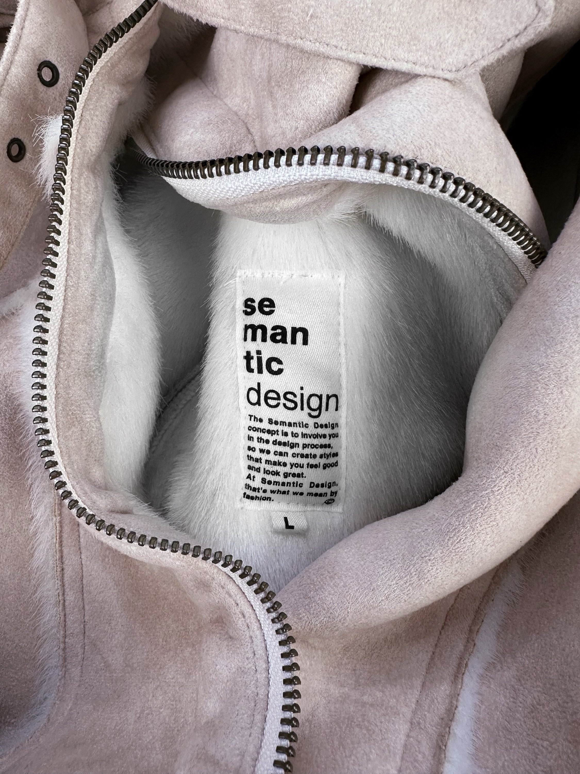 Semantic Design Pink Shearling Suede Aviation Jacket