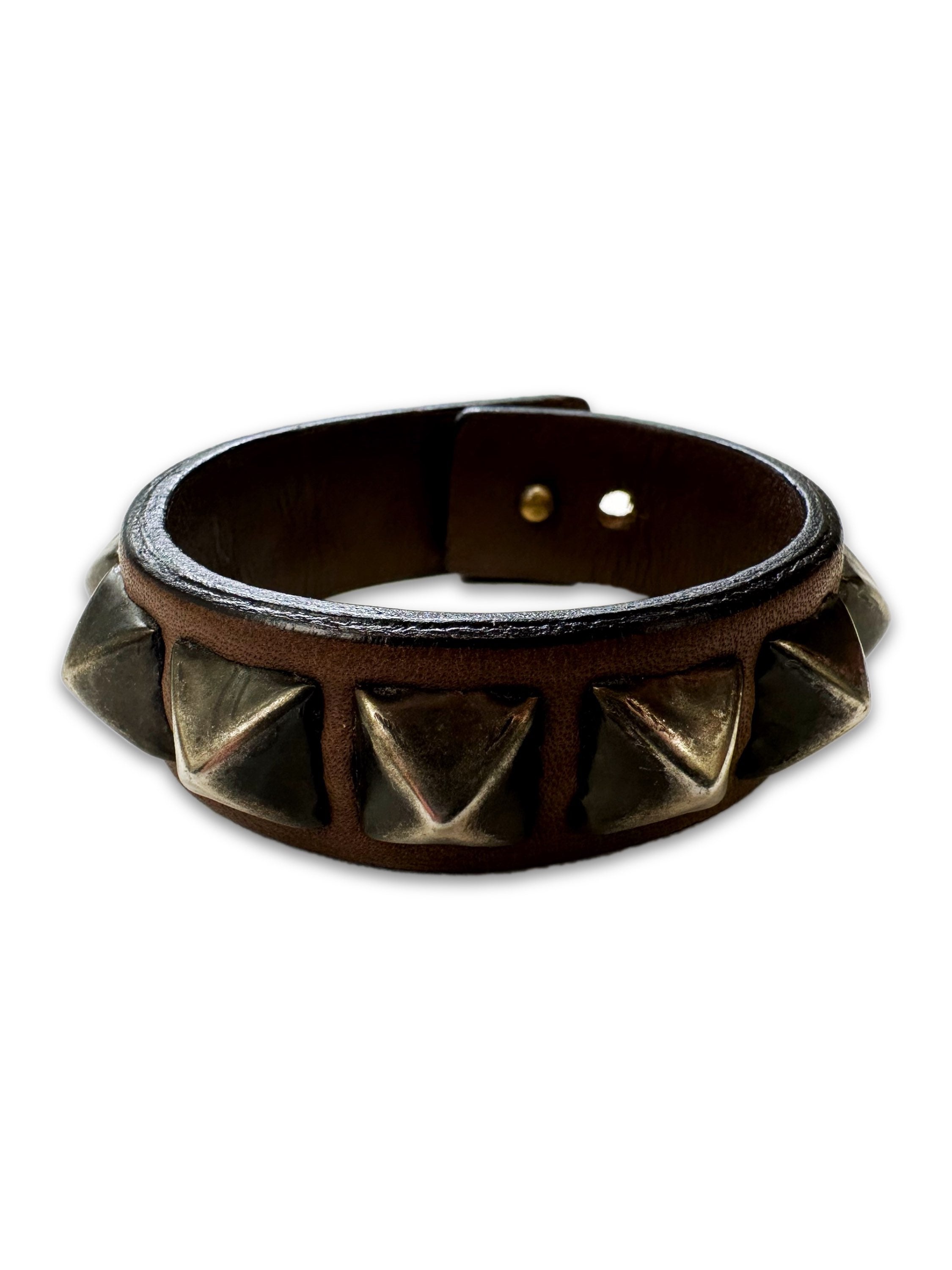 00s Hysteric Glamour ‘Studded’ Brown Leather Bracelet