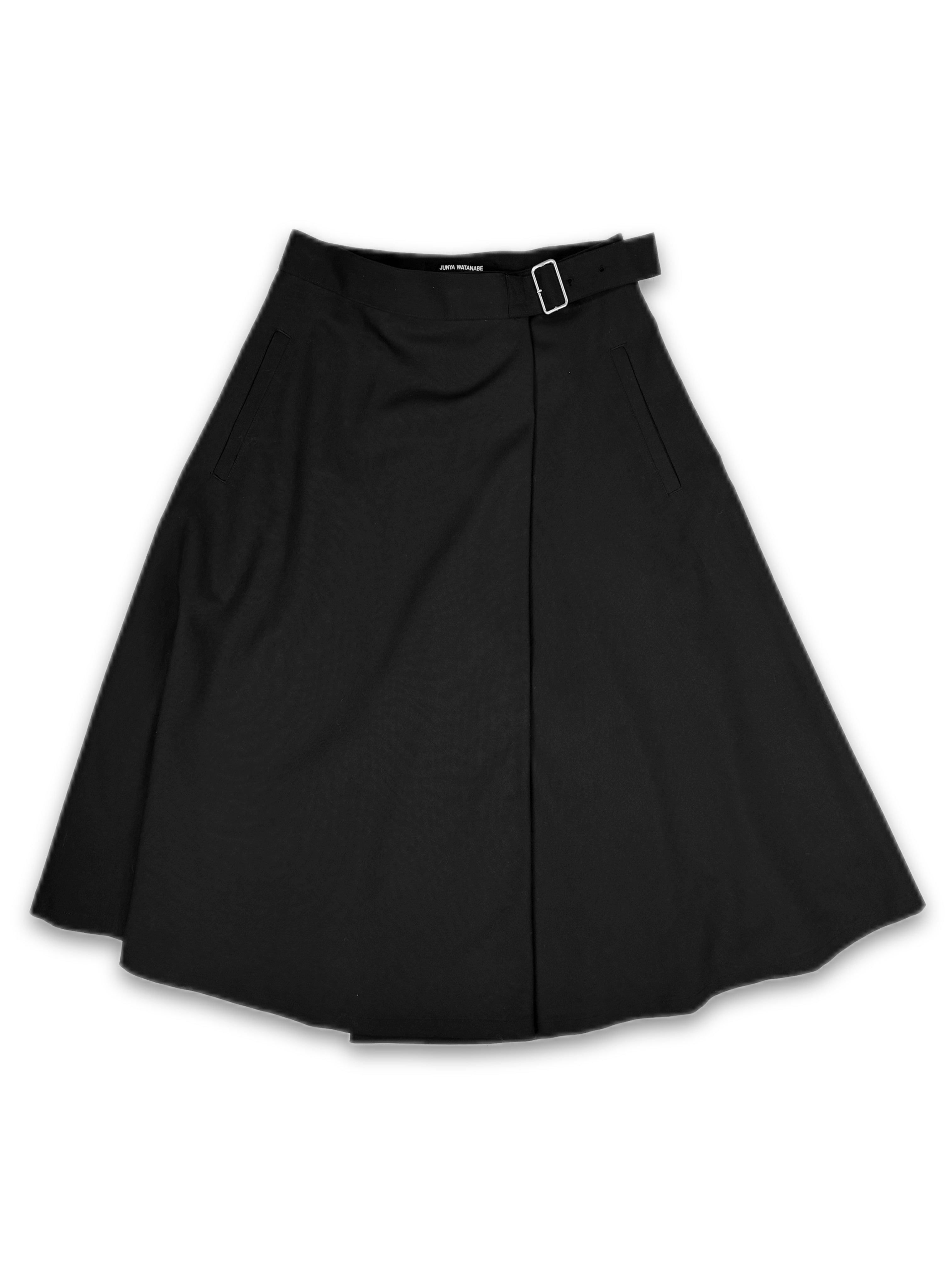 00s Junya Watanabe Belted Black Layered Skirt Shorts