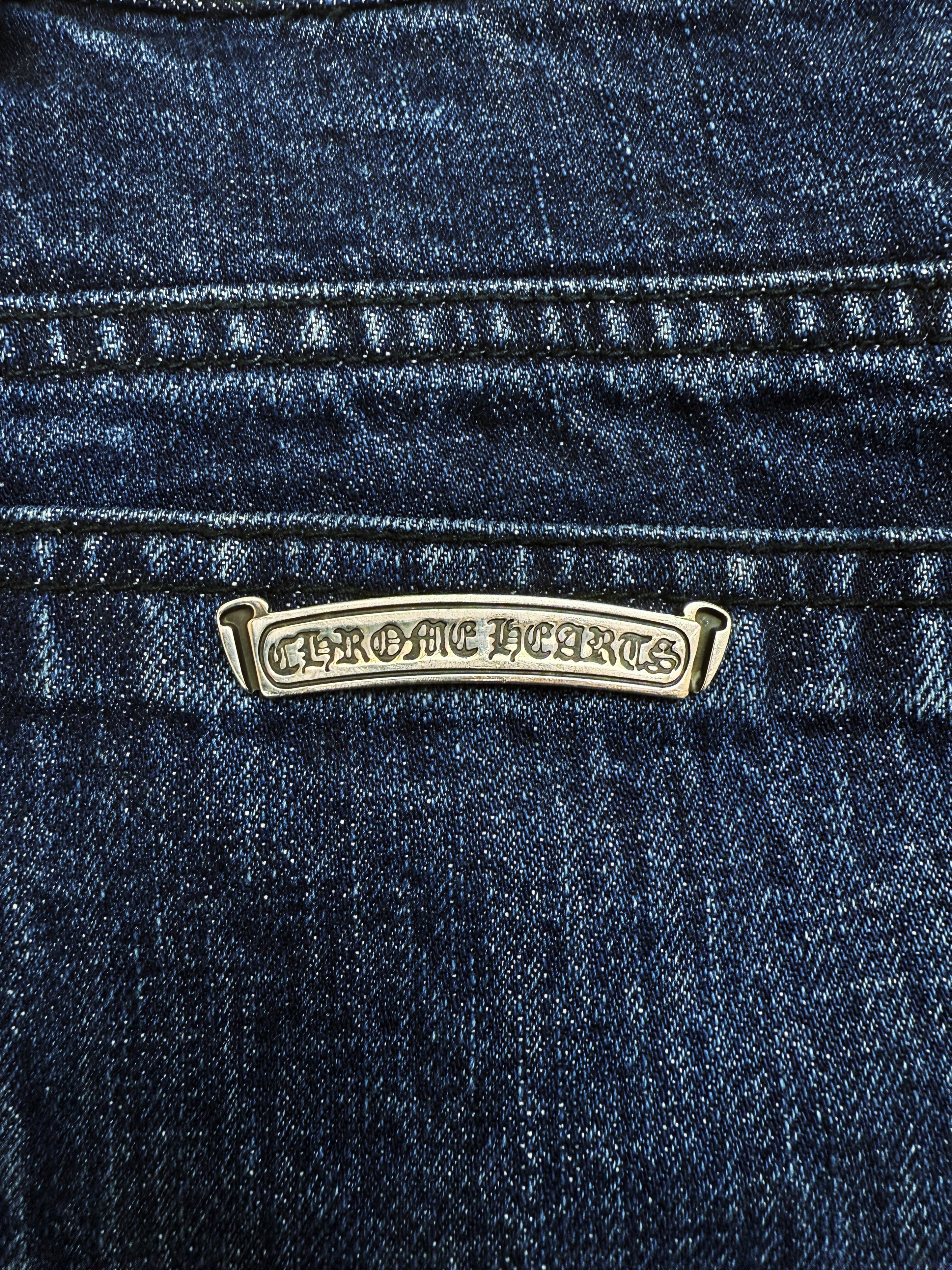 Chrome Hearts 35 Cross Patch Blue Fleur Knee .925 Silver Jeans