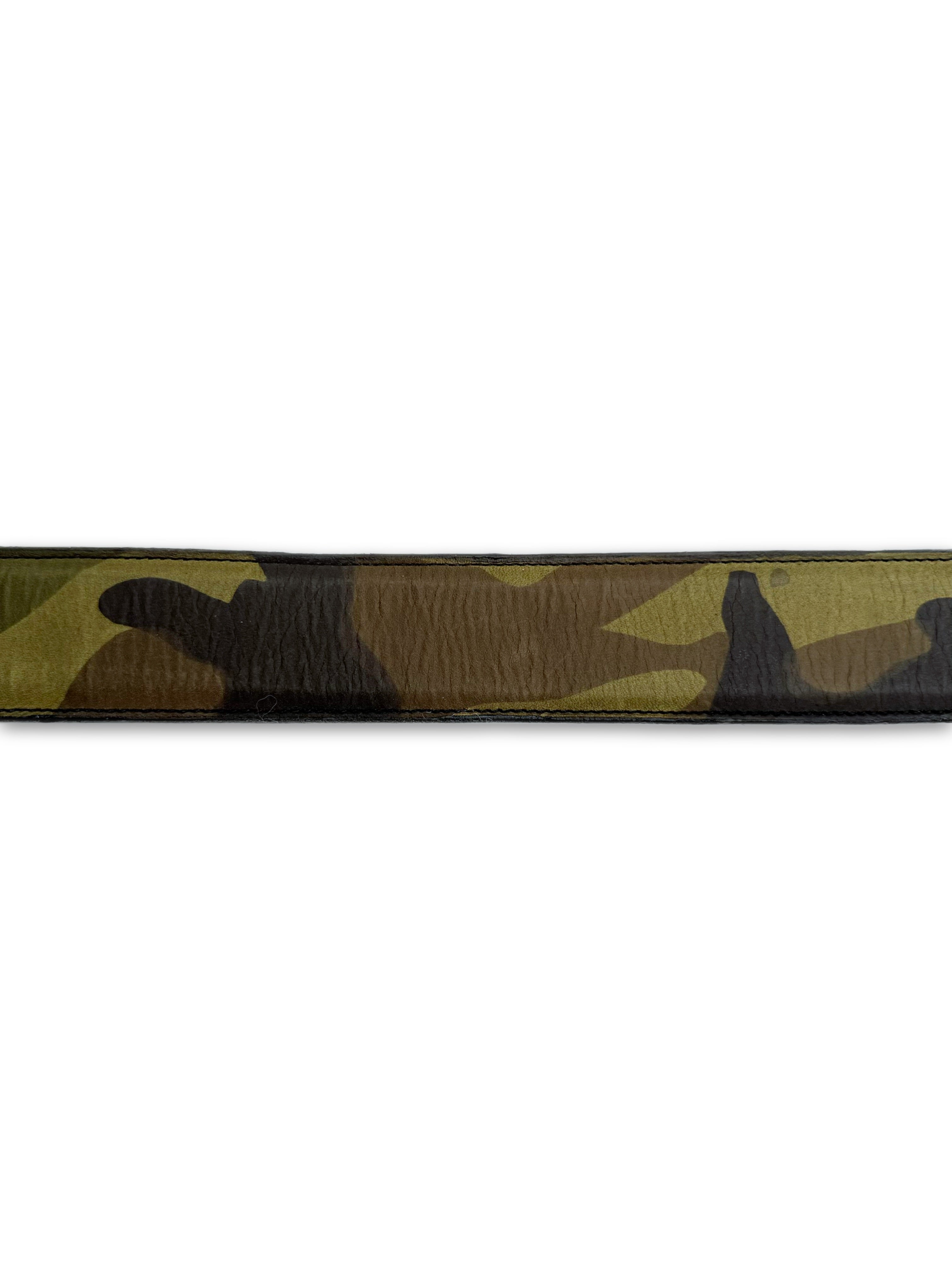 Chrome Hearts Green Camouflage Leather ‘Gunslinger’ .925 Silver Belt