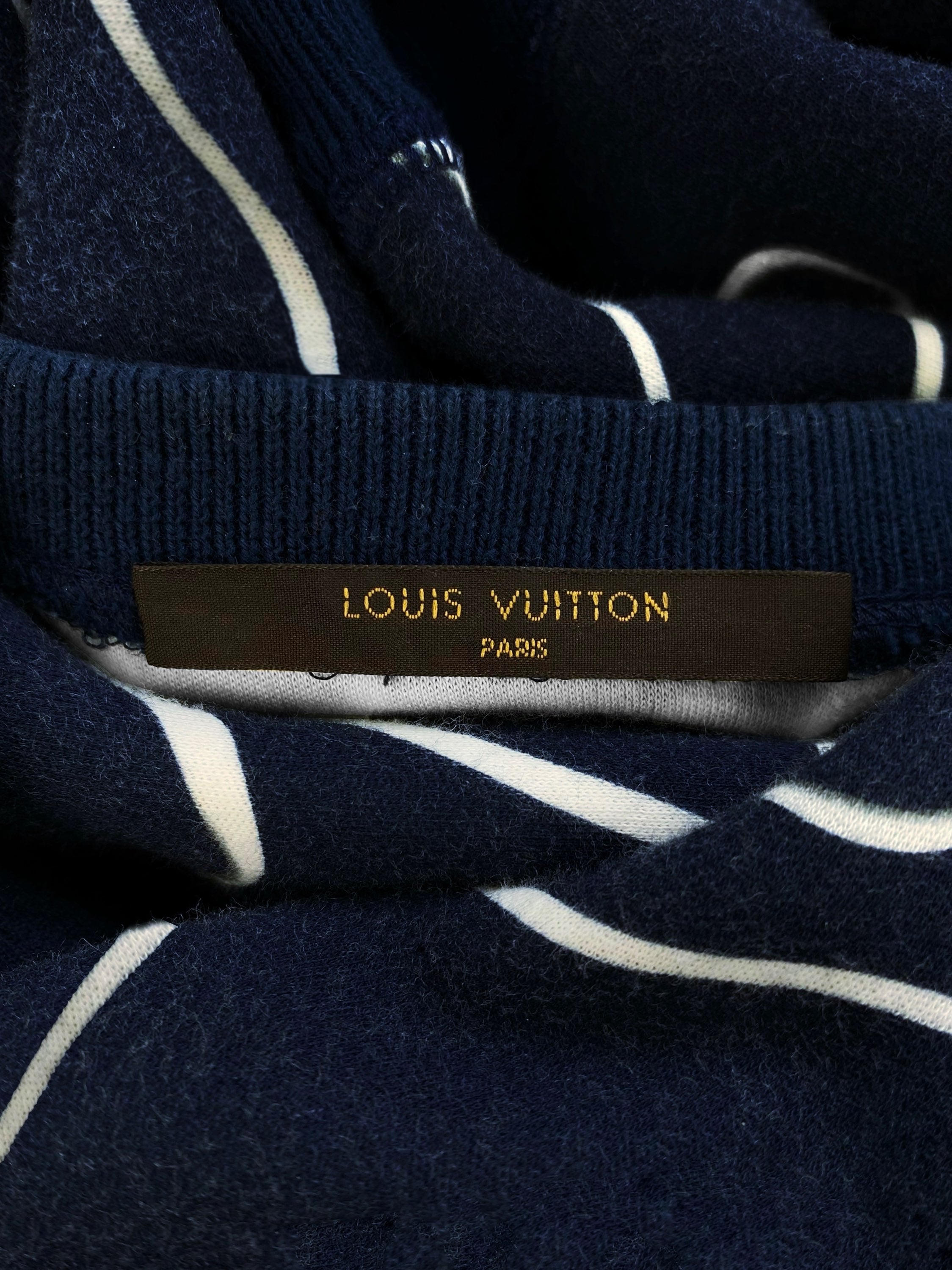 FW16 Louis Vuitton ‘Kiss’ Face Graphic Navy Blue Crewneck