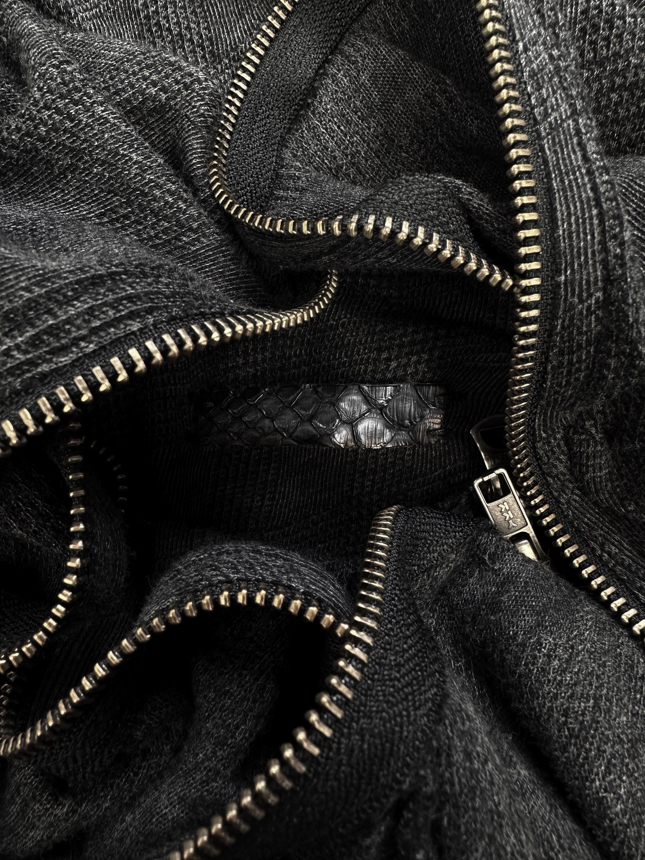 00s Ifsixwasnine Zip-up ‘Crocodile Leather’ Grey Hoodie