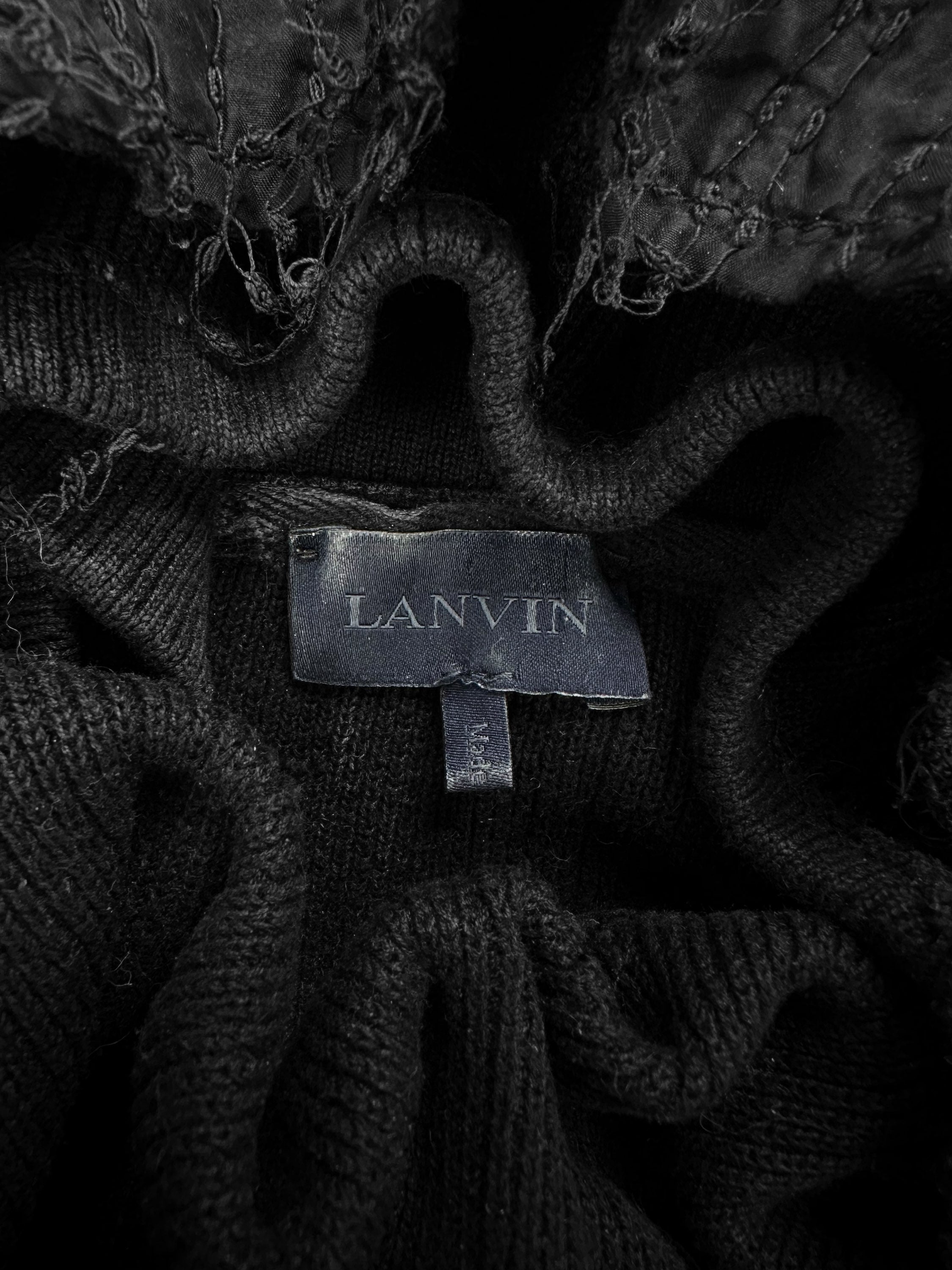 90s Lanvin ‘Embroidered’ Black Tassel Sleeveless Tank-top