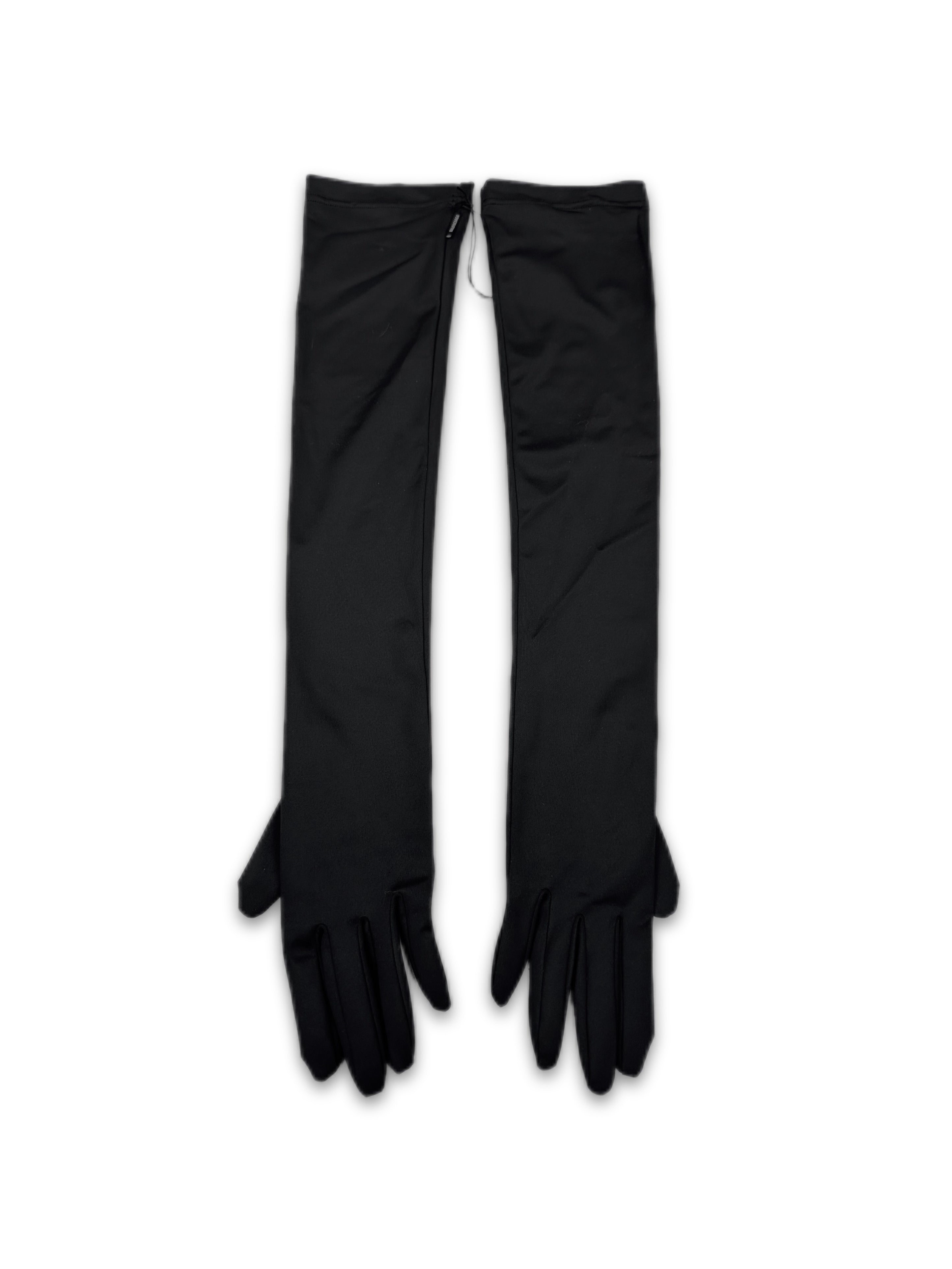 Balenciaga ‘Opera’ Long Black Embroidered Logo Gloves
