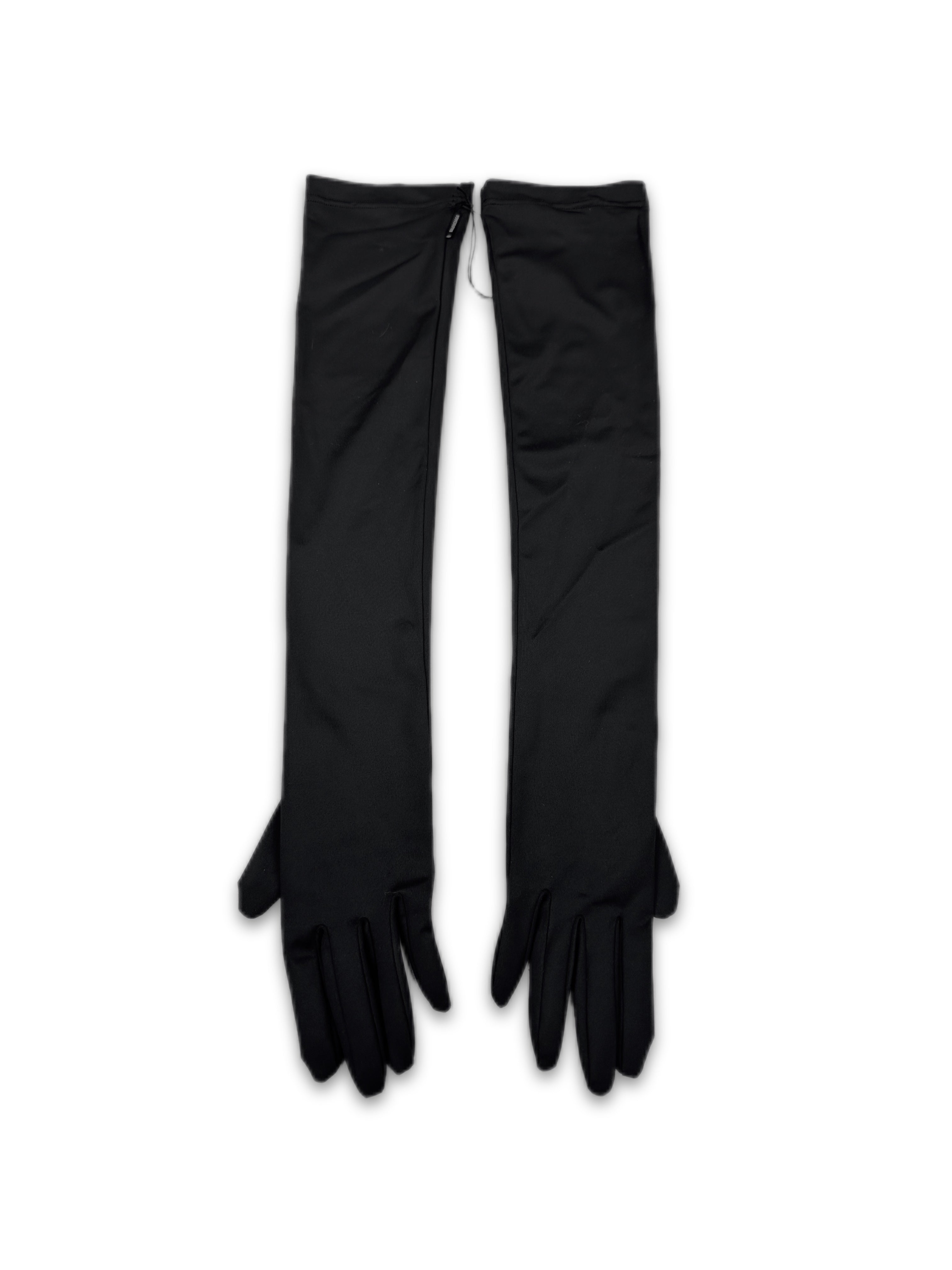 Balenciaga ‘Opera’ Long Black Embroidered Logo Gloves