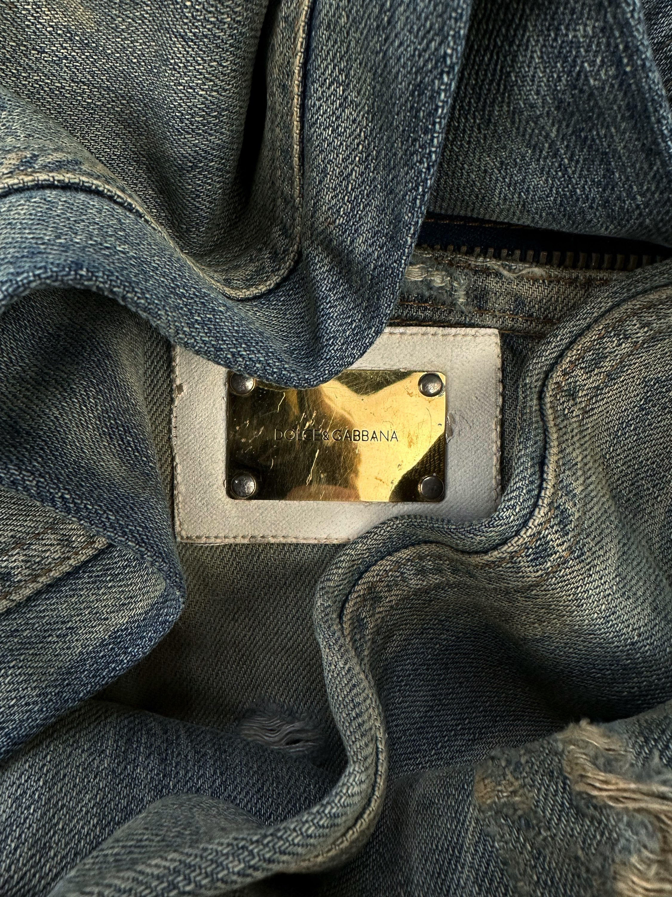 Dolce & Gabbana Double Zipper Washed Distressed Denim