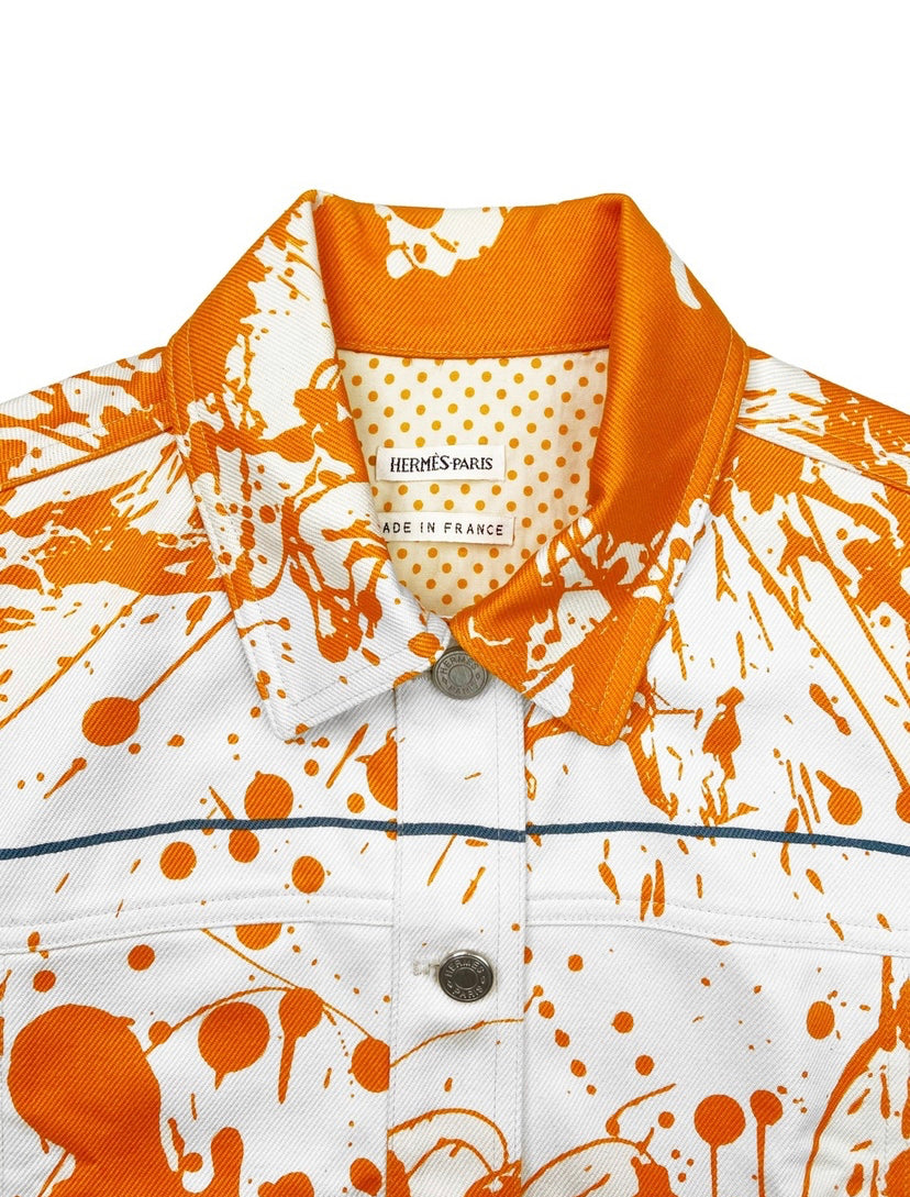 SS03 Hermès “Cheval Surprise” Splatter Print Denim Vest