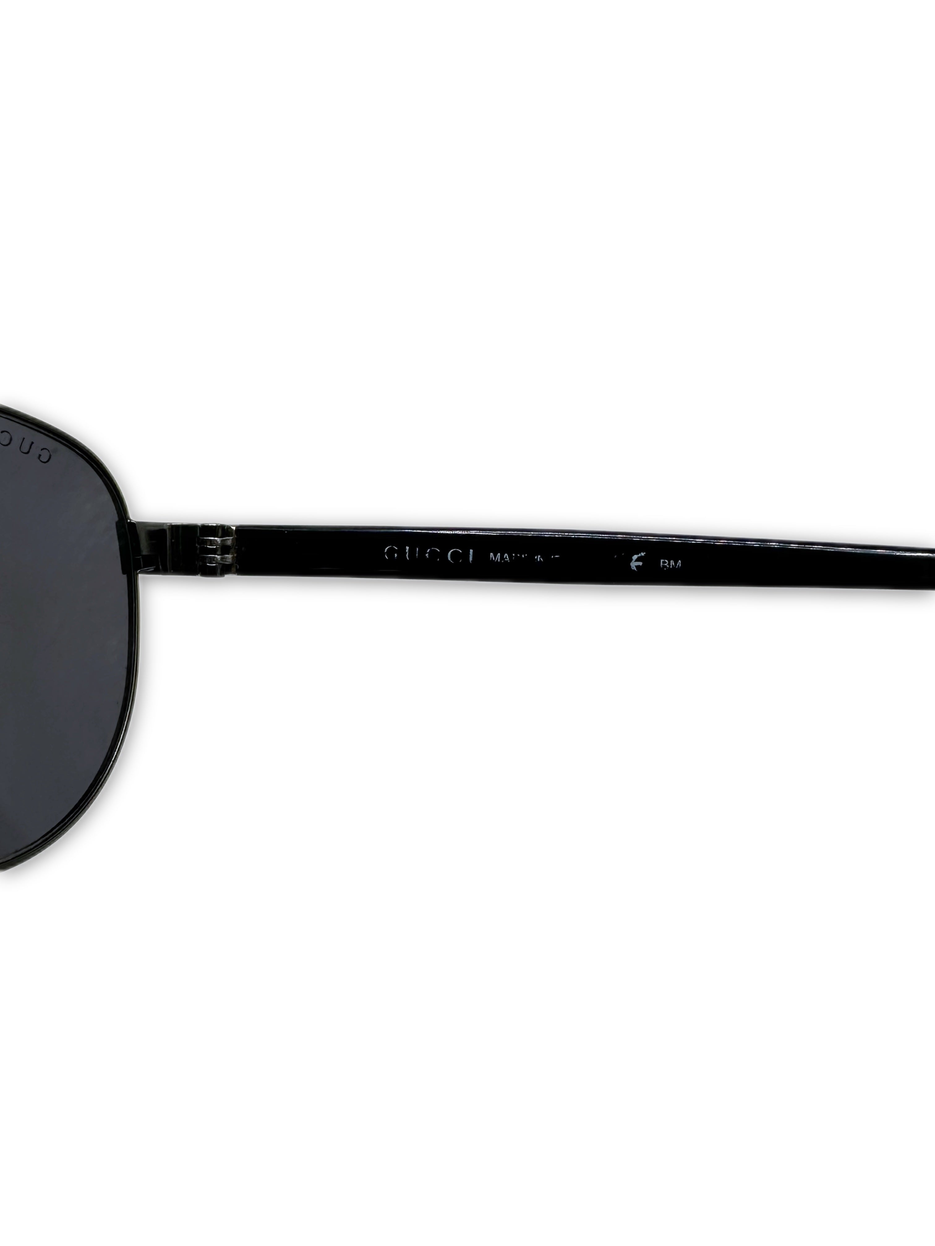 00s Gucci Aviator Blue Tint Metallic Logo Sunglasses