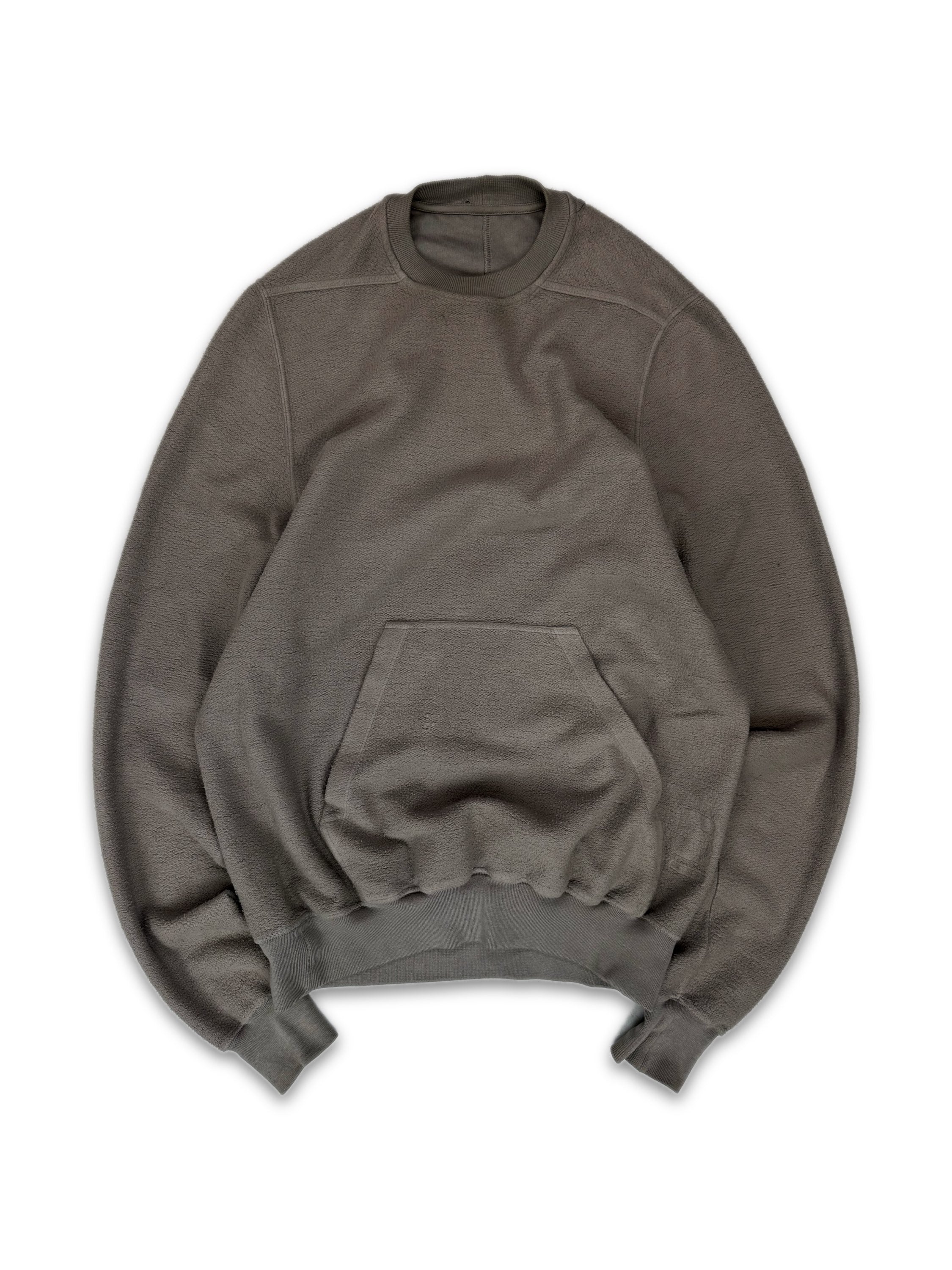 Rick Owens Dust ‘Inside Out’ Fleece Kangaroo Pocket Crewneck