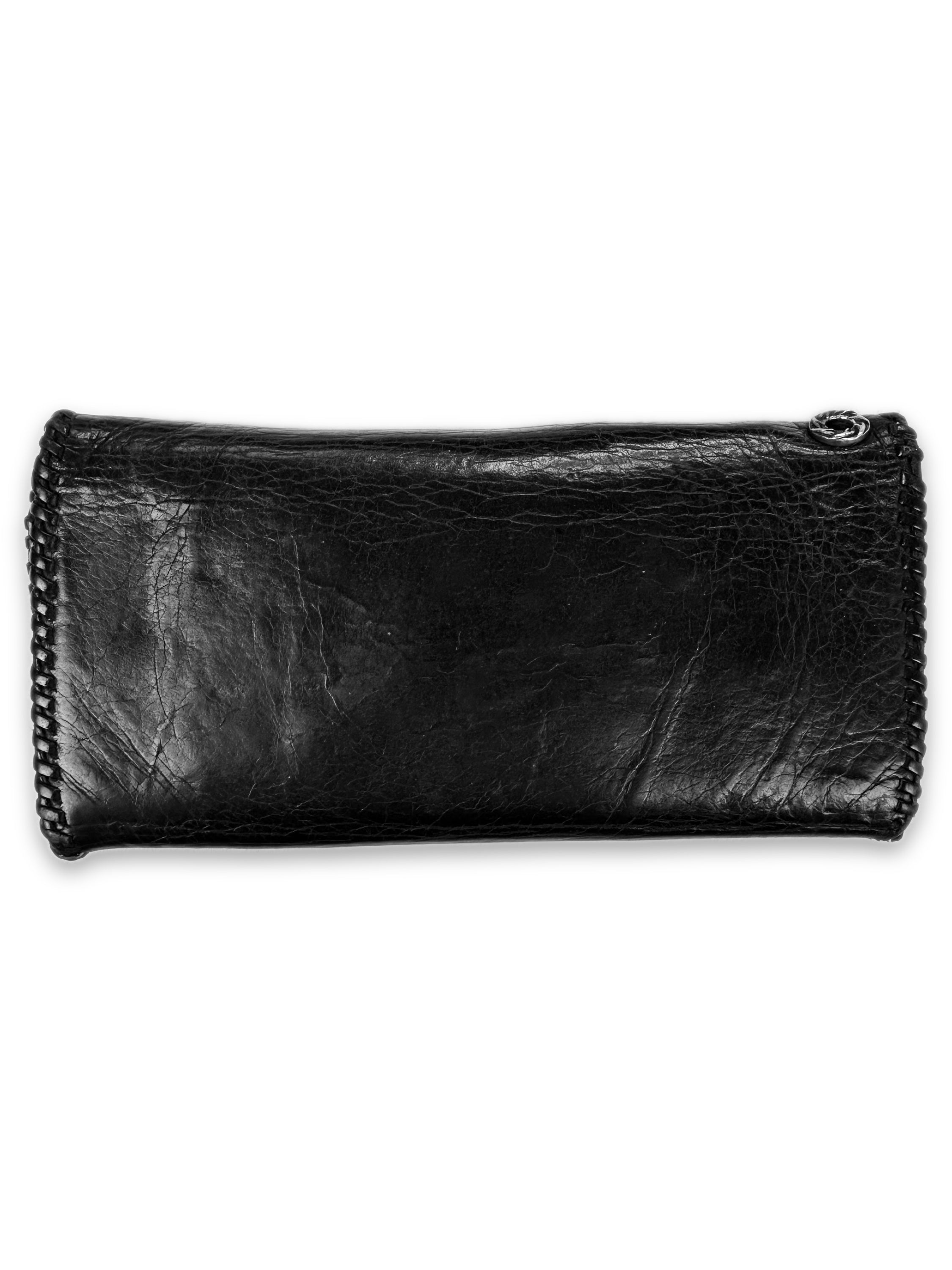 90s A&G Rock ‘n Roll Couture .925 Silver Leather Trifold Wallet