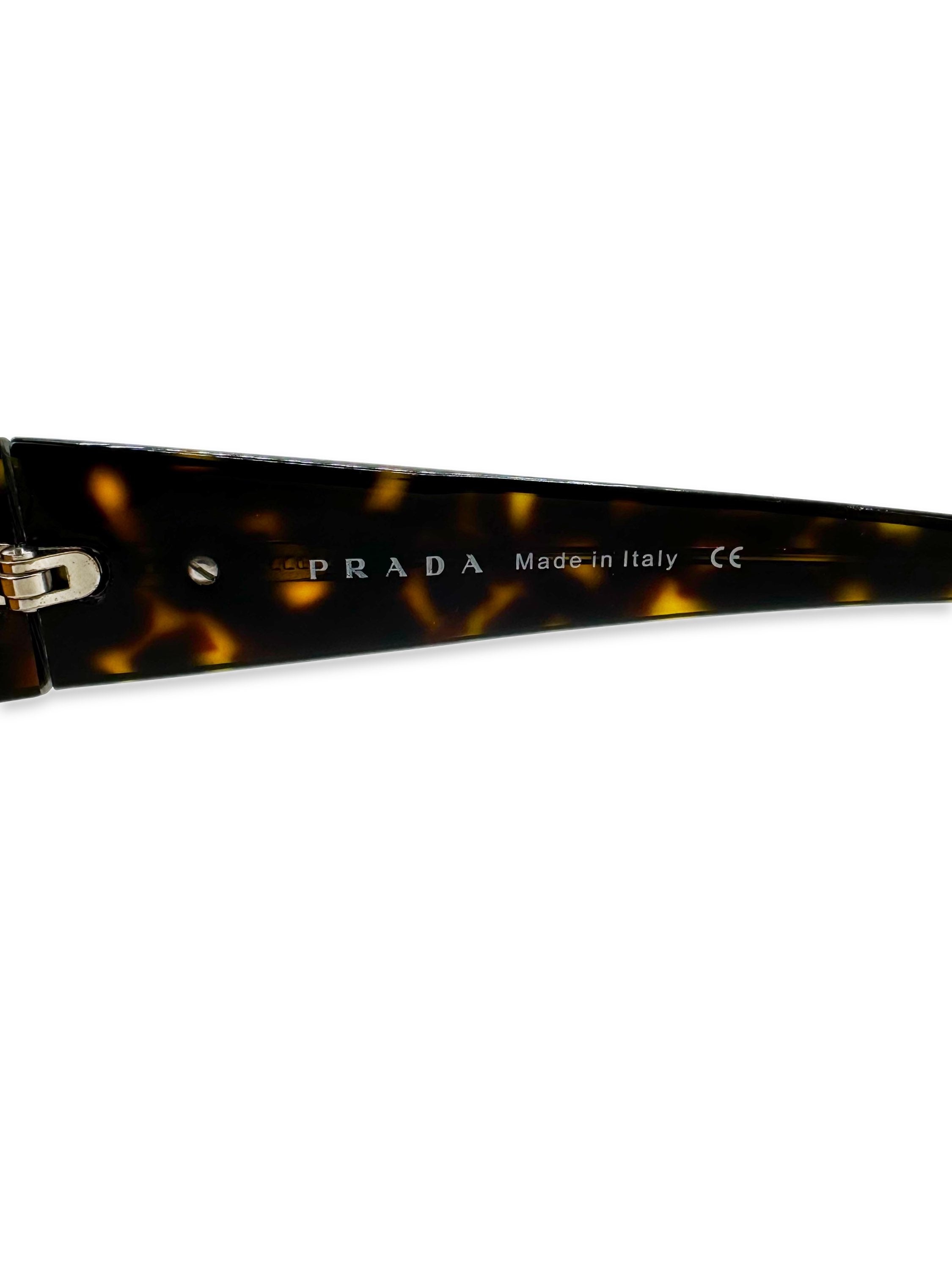 Prada Warm Tint Round Frame Metallic Logo Sunglasses