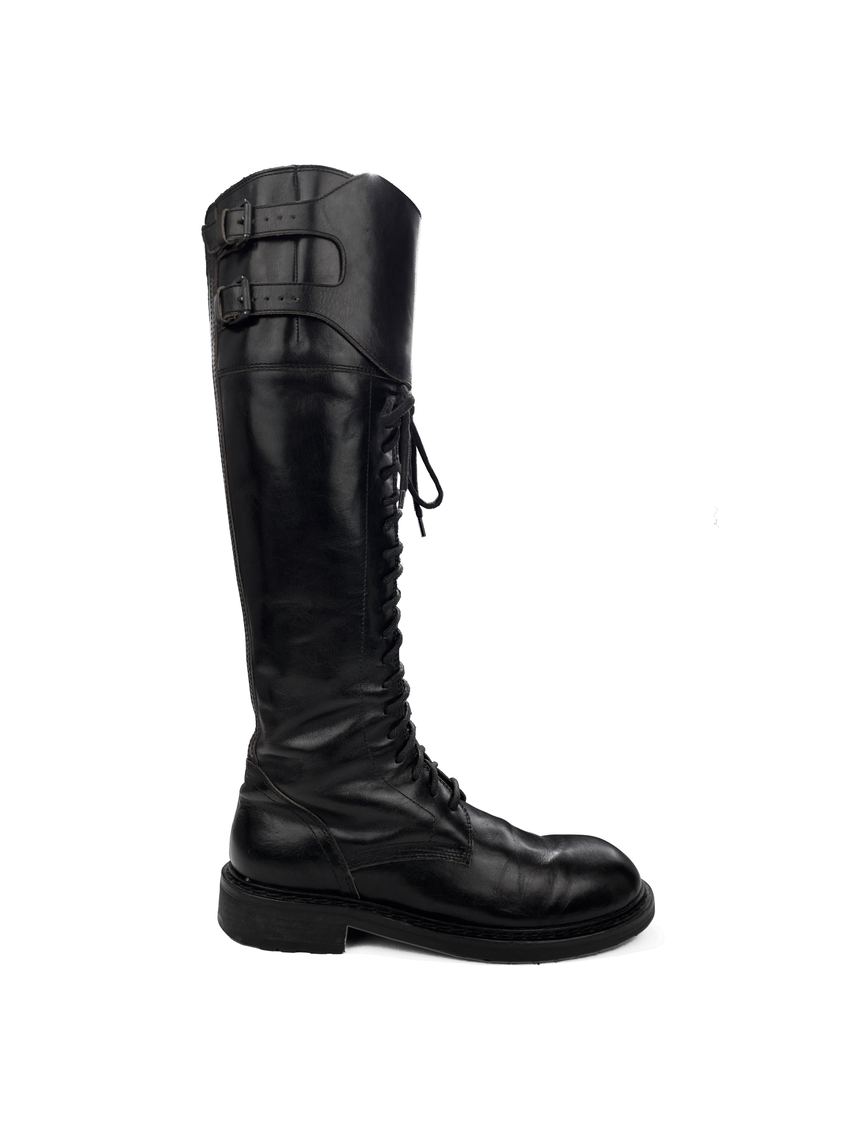 Ann Demeulemeester Calfskin Leather High Guarded Full Zip Boots