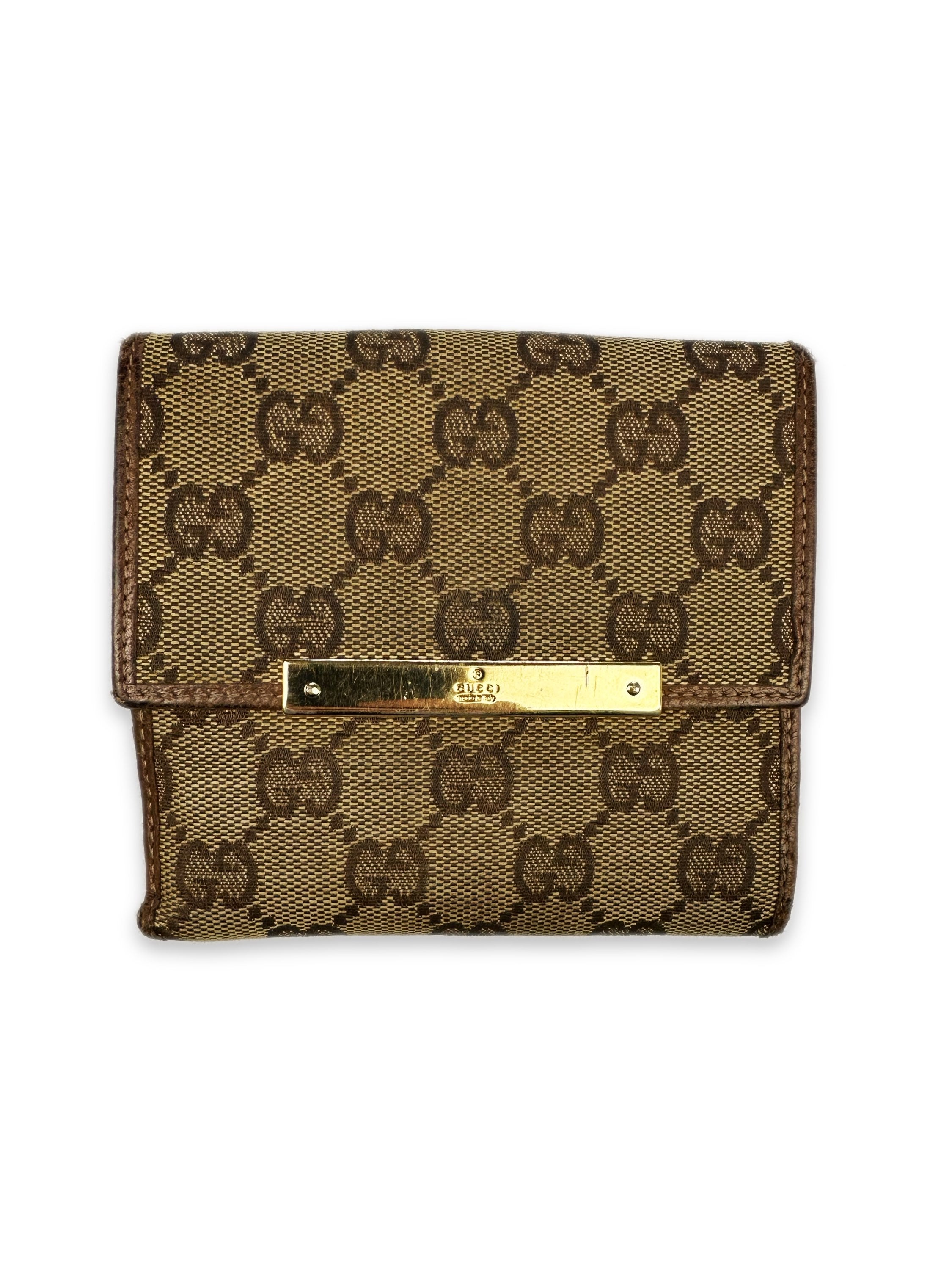 Gucci GG Monogram Tan Bifold Leather Wallet