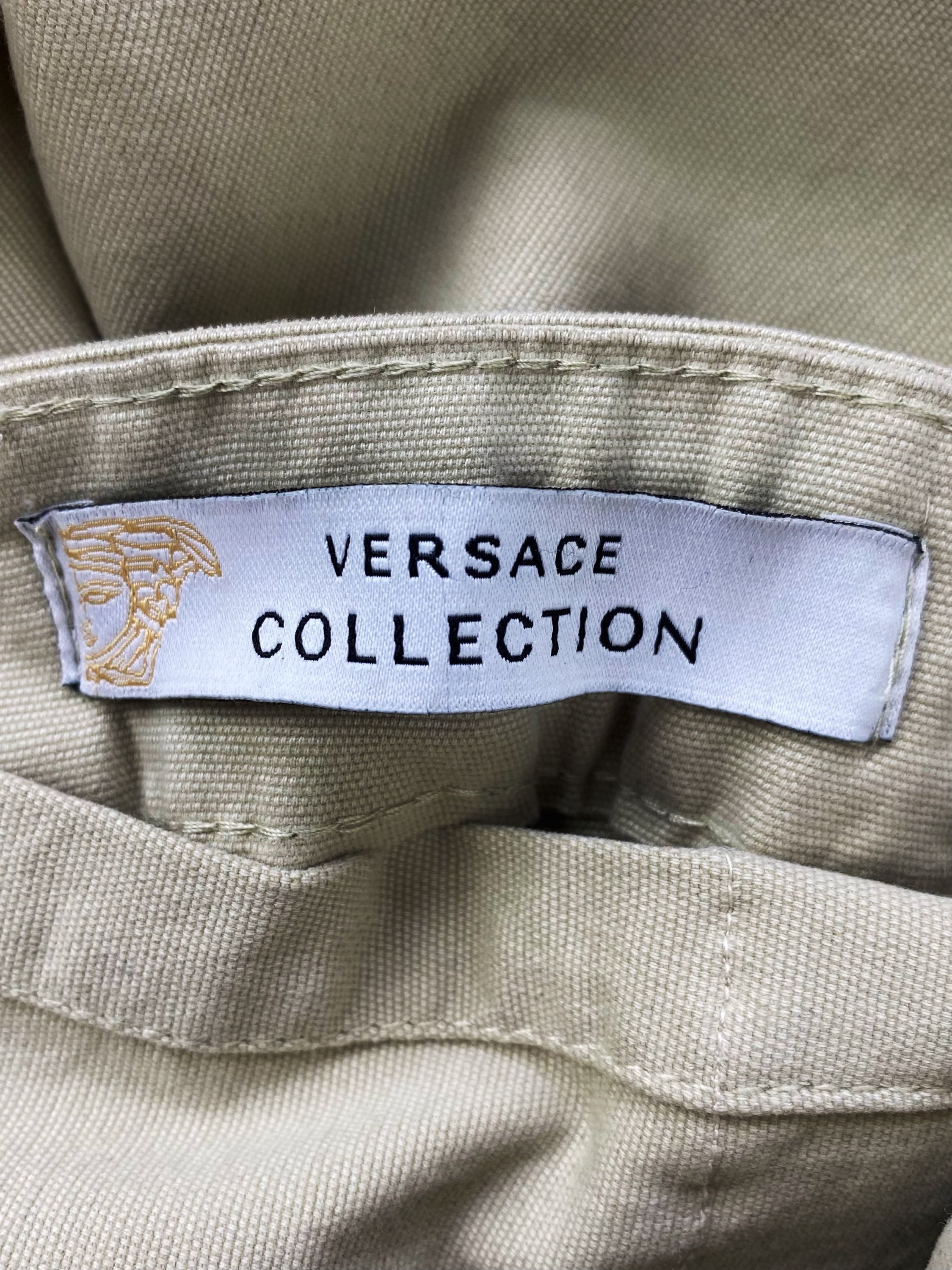 00s Versace Collection Tan Chino Leather Jacron Trousers