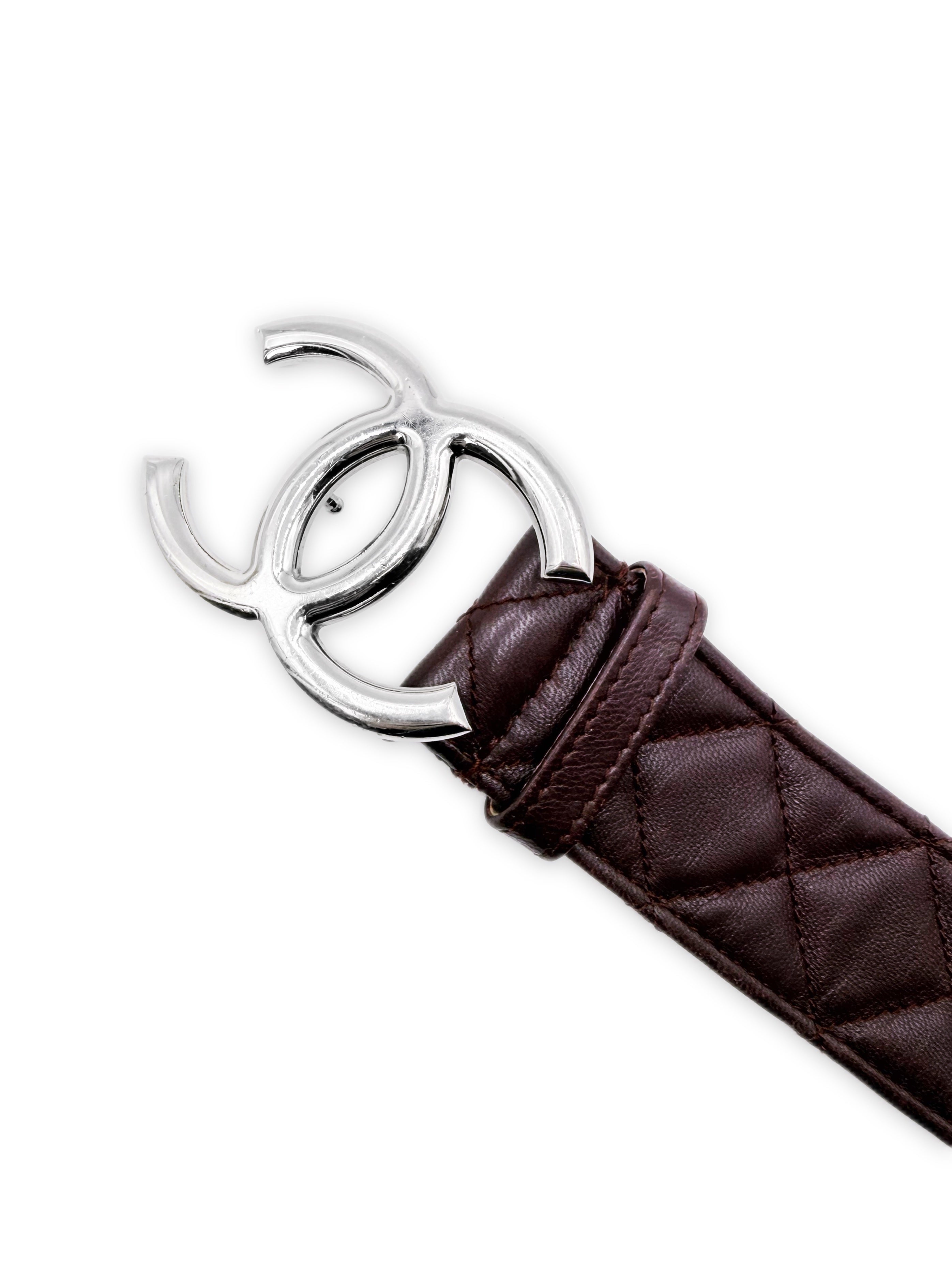 Chanel Double CC Burgundy Quilted Lambskin Leather Caviar Belt