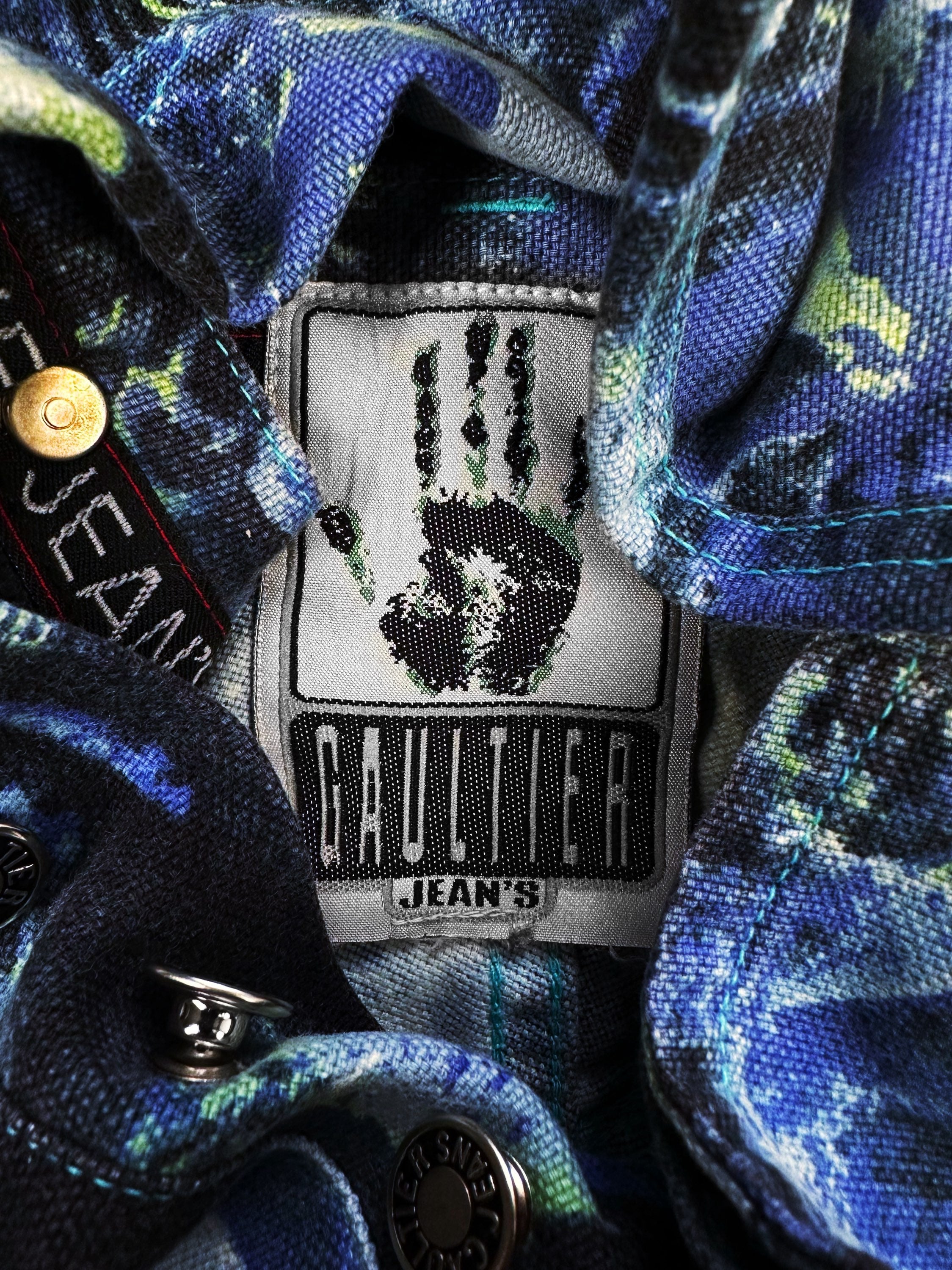 SS93 Jean Paul Gaultier ‘Faces’ Graphic Two Tone Denim