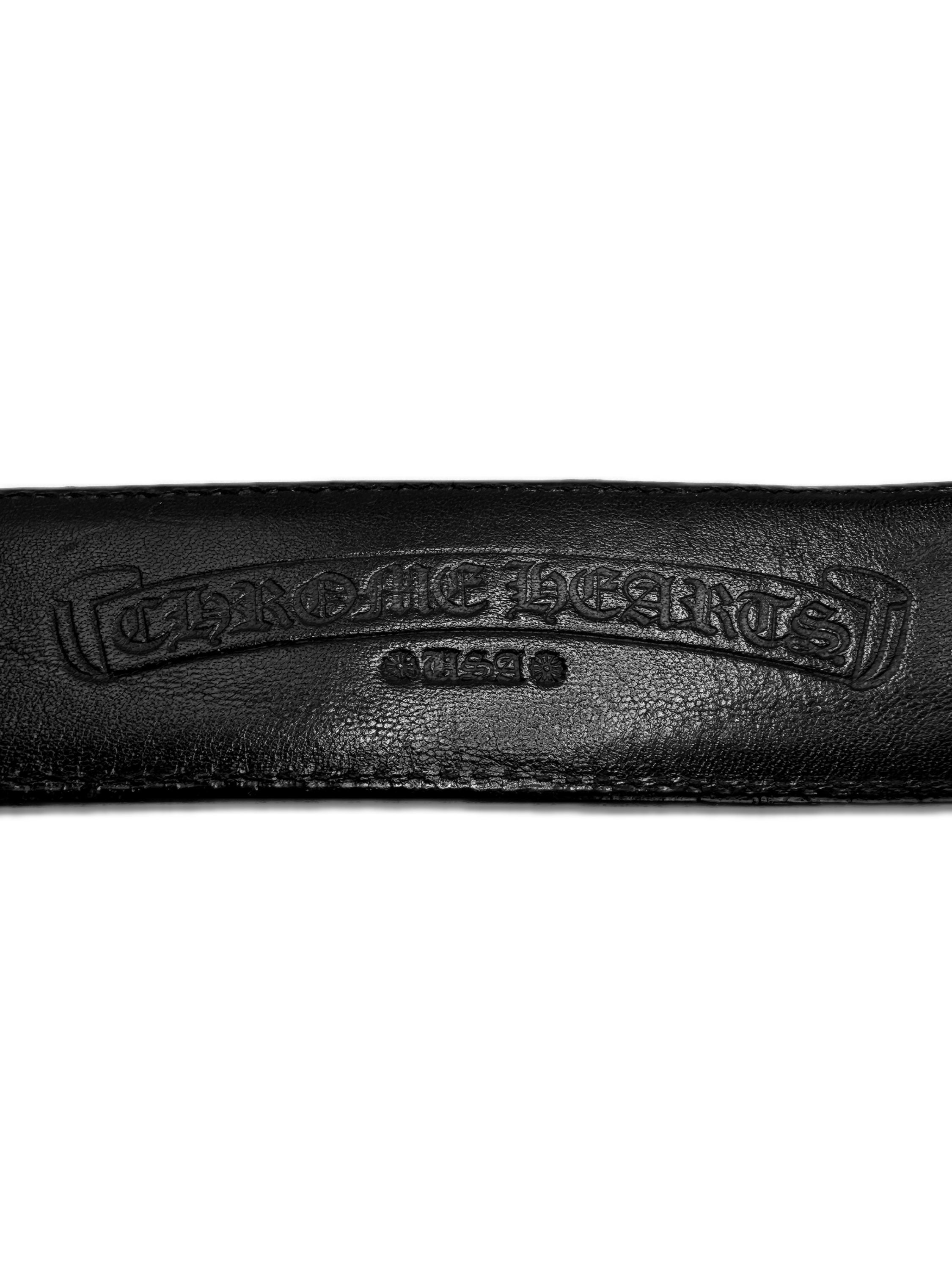 Chrome Hearts Black Leather Horse Shoe .925 Silver Belt