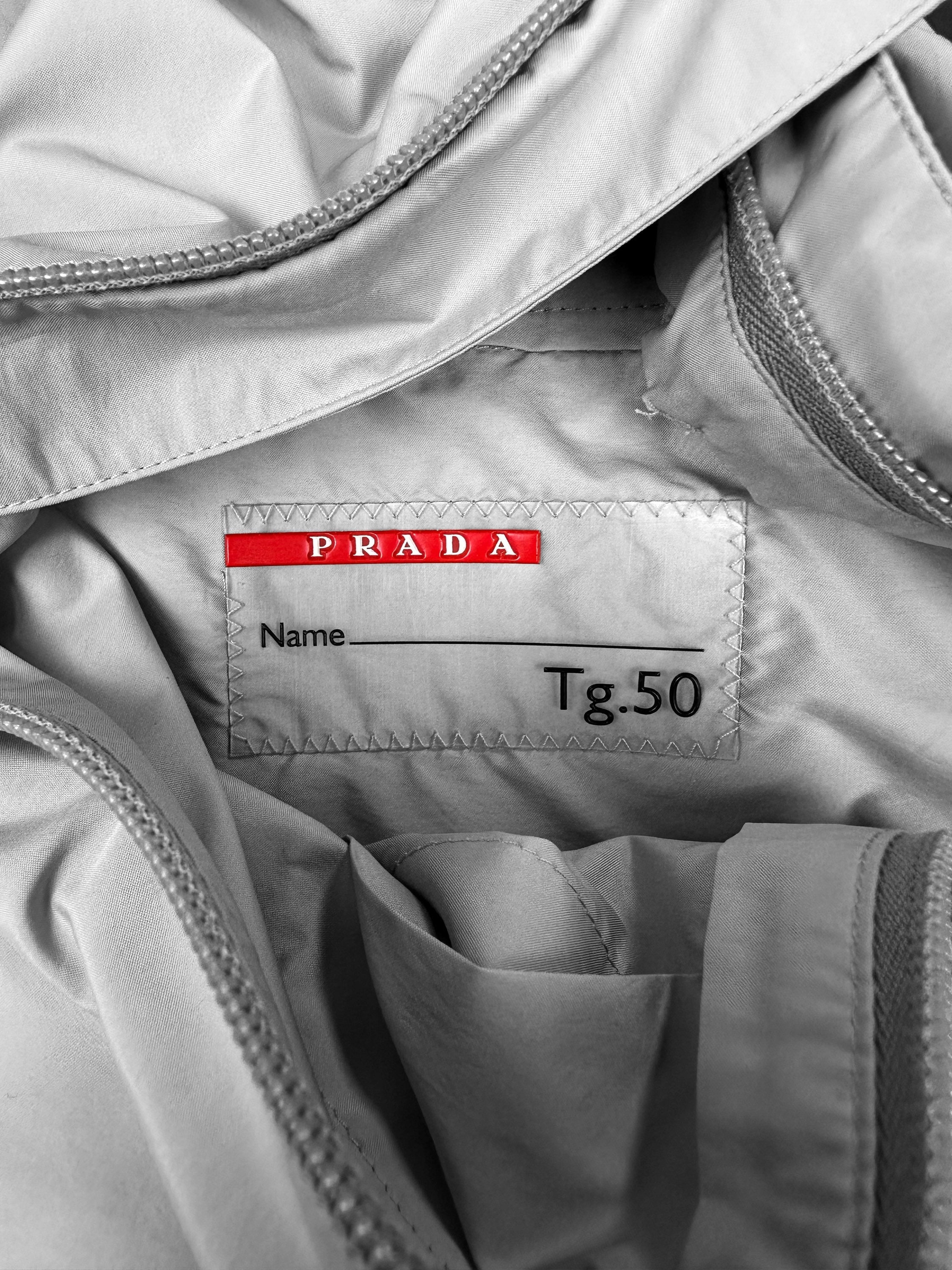 00s Prada Sport ‘Packable’ Linea Rossa Silver Trench Coat
