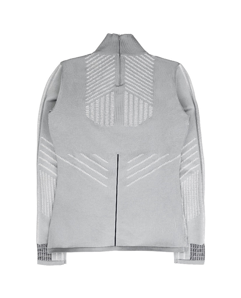 AW17 Prada Tech Grey Ribbed Fleece Sweater